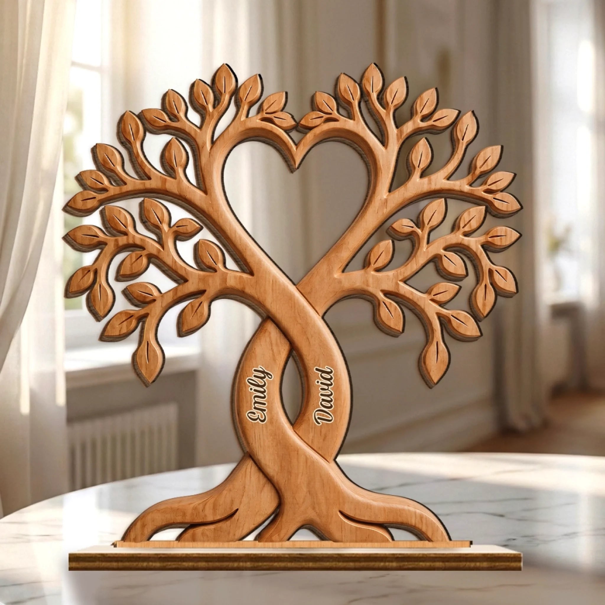 Custom 2-Layered Wooden Plaque with Flat Stand Personalized Anniversary Wedding Gift for Couple