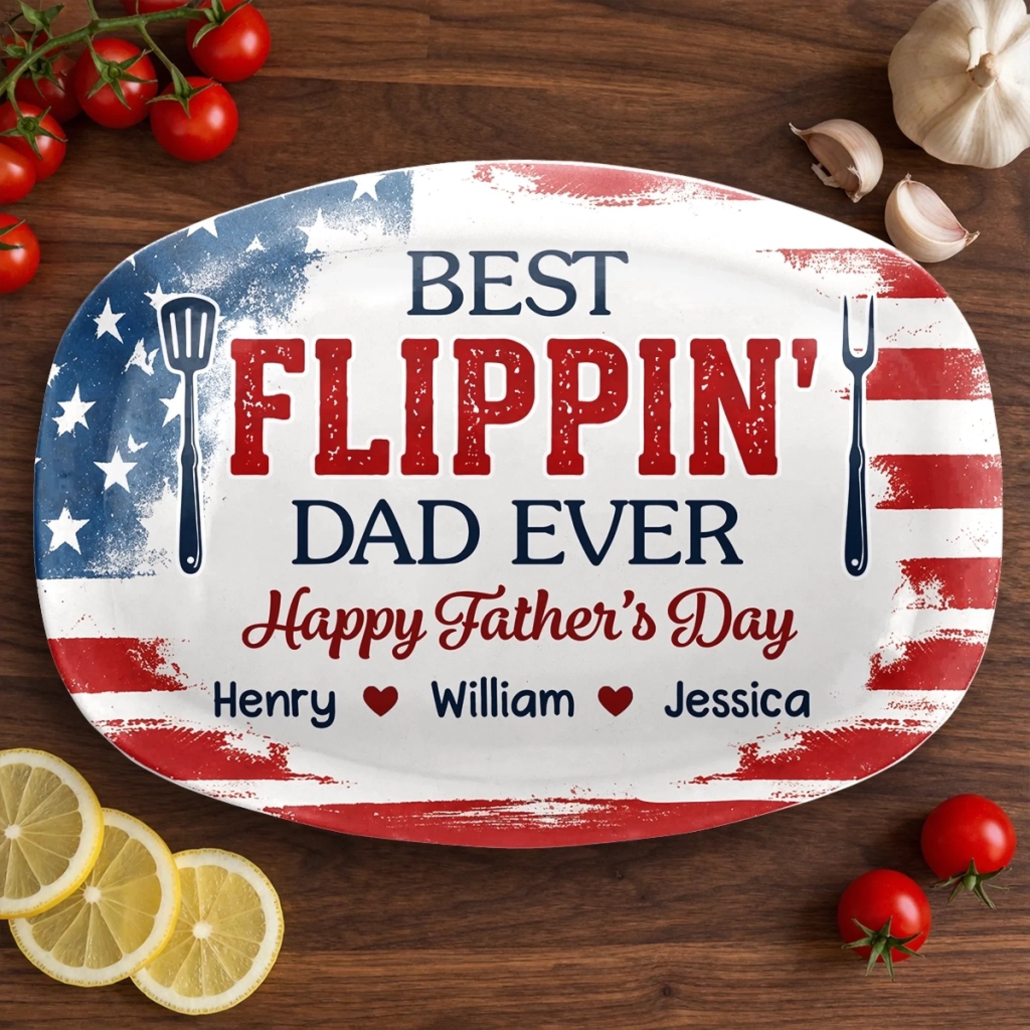 Custom Platter Personalized Father's Day or Birthday Gift for Dad and Grandpa Home Cooked Happiness