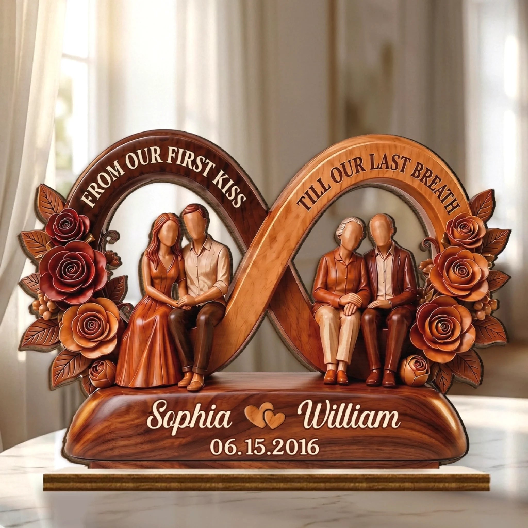 Custom 2-Layered Wooden Plaque Personalized Anniversary Wedding Gift for Husband and Wife