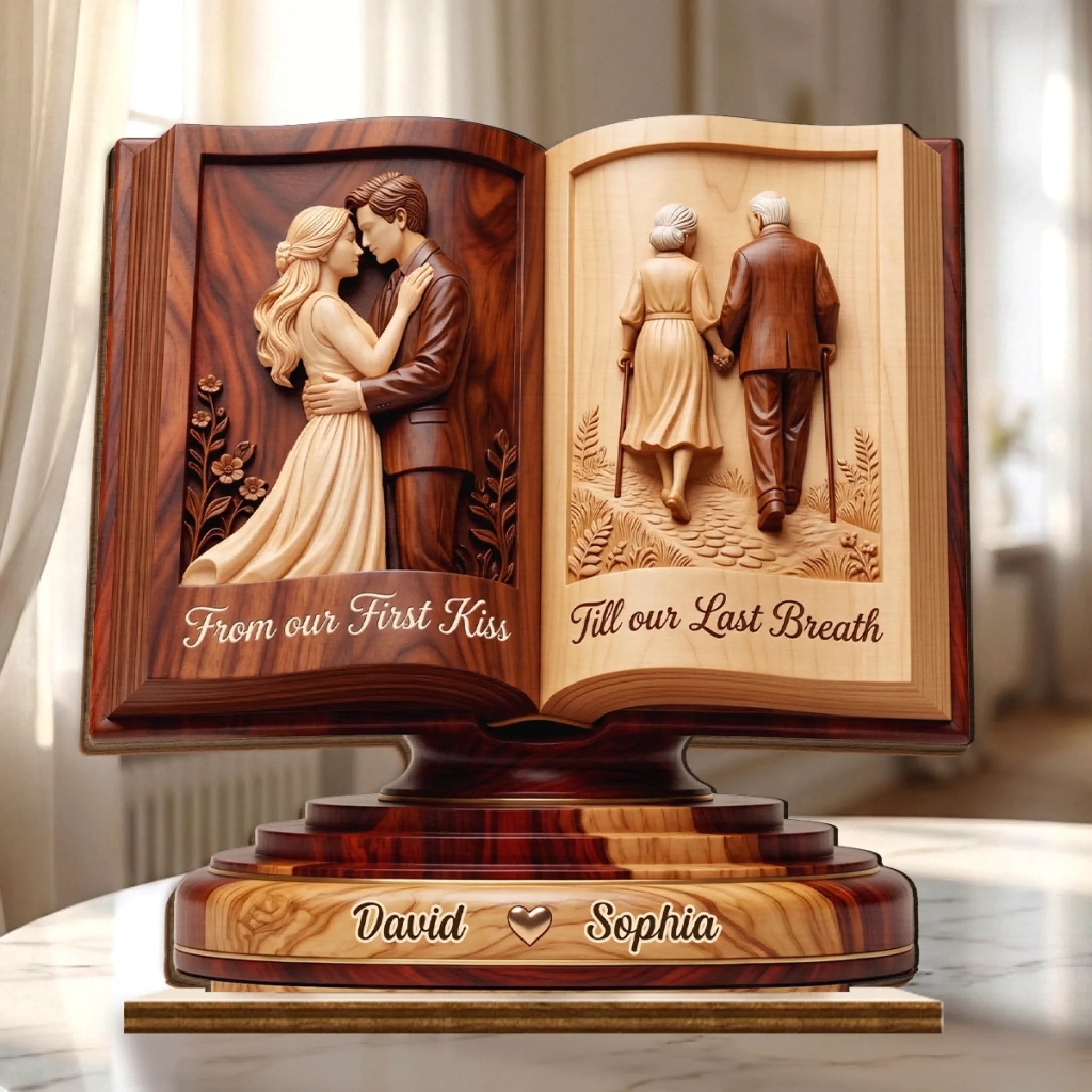 Custom 2-Layered Wooden Plaque Personalized Anniversary Wedding Gift for Husband and Wife