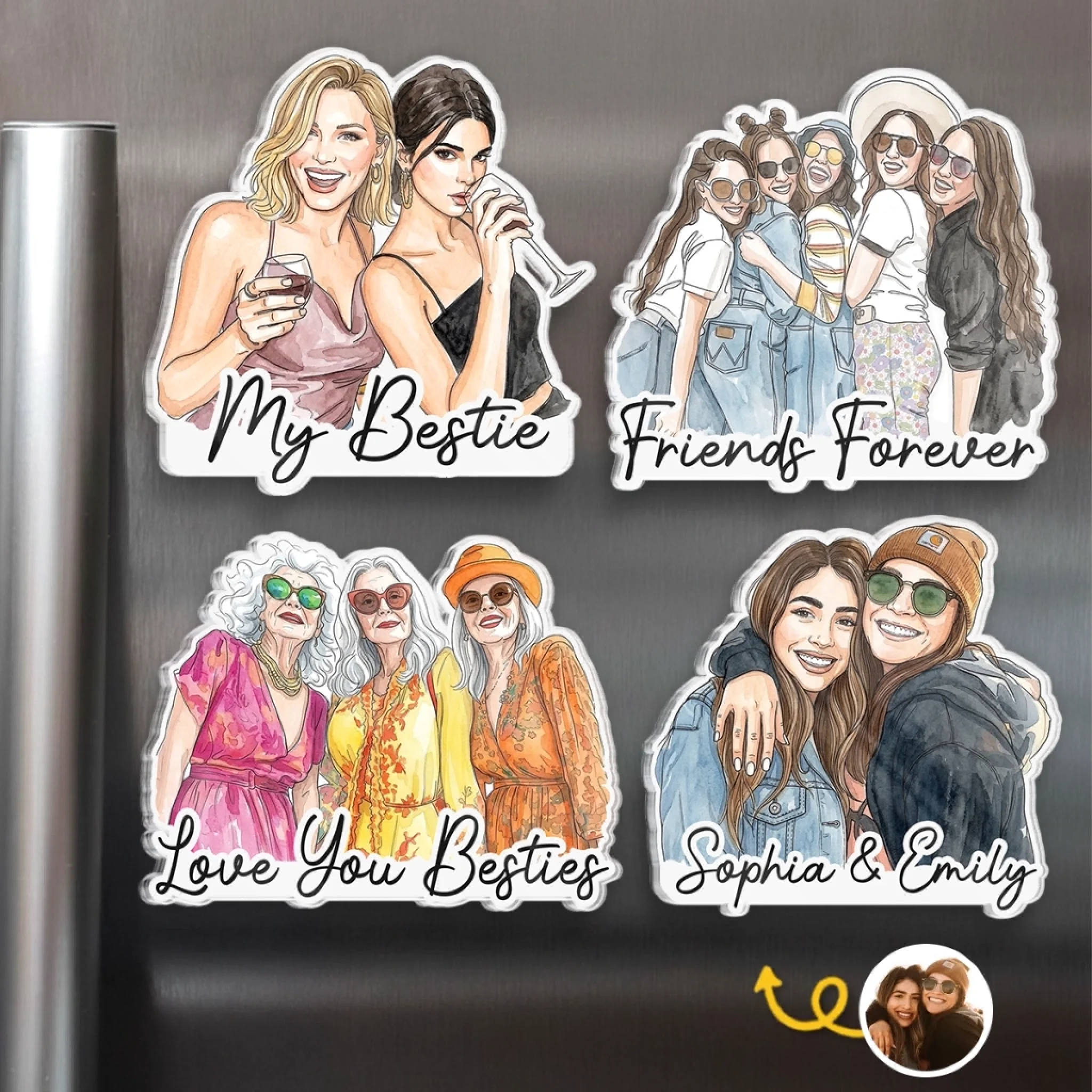 Personalized acrylic fridge magnet for best friend birthday gift