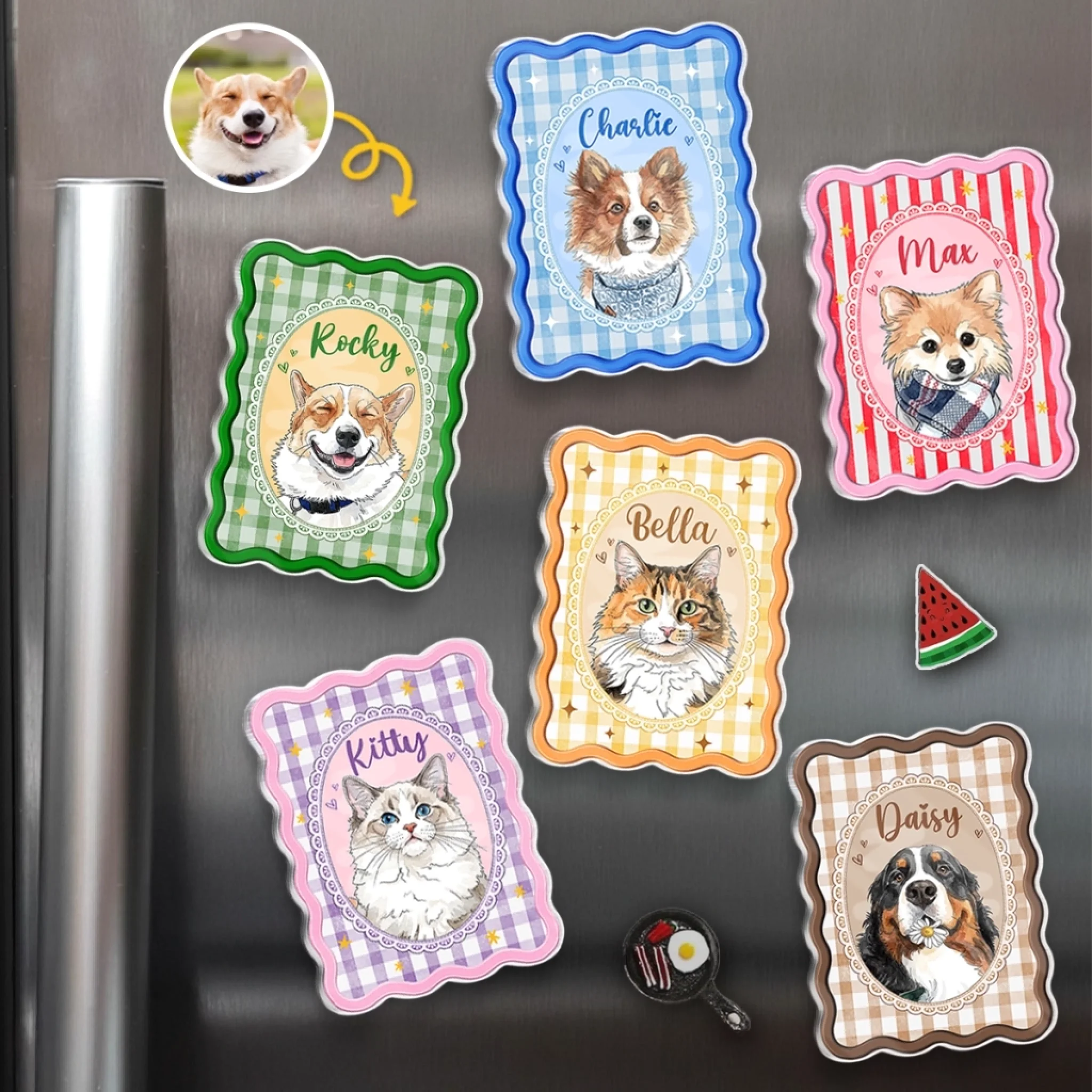 Custom Photo Acrylic Fridge Magnet for Dog and Cat Lovers, Personalized Birthday Gift