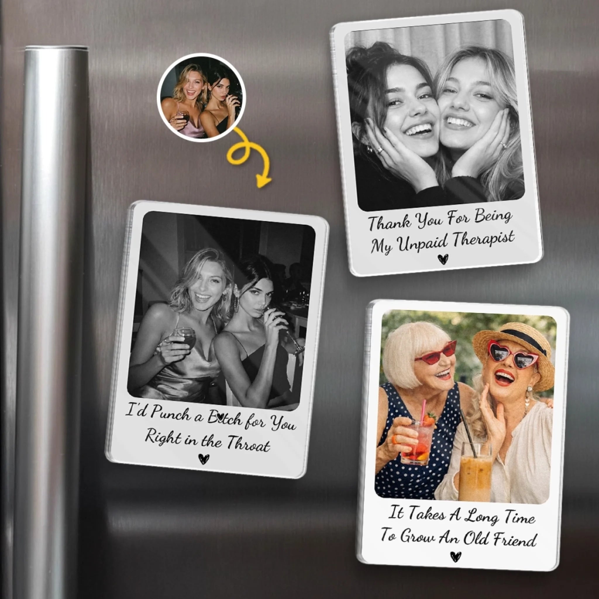 Personalized Custom Photo Acrylic Fridge Magnet for Best Friend Birthday Gifts, Sisters, BFF and Soul Sisters