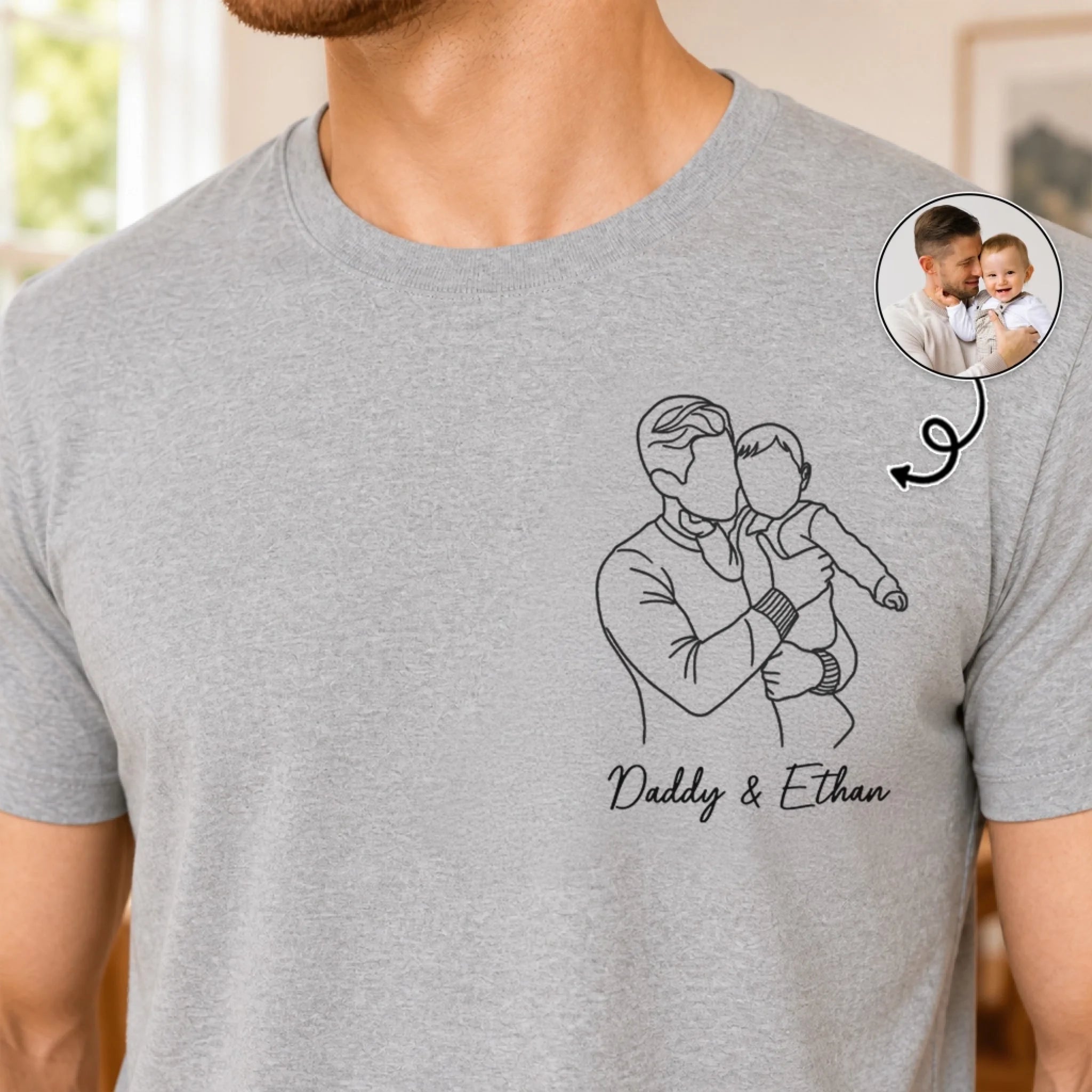 Custom Photo T-Shirt or Hoodie Personalized Father's Day Birthday Gift for Dad and Grandpa