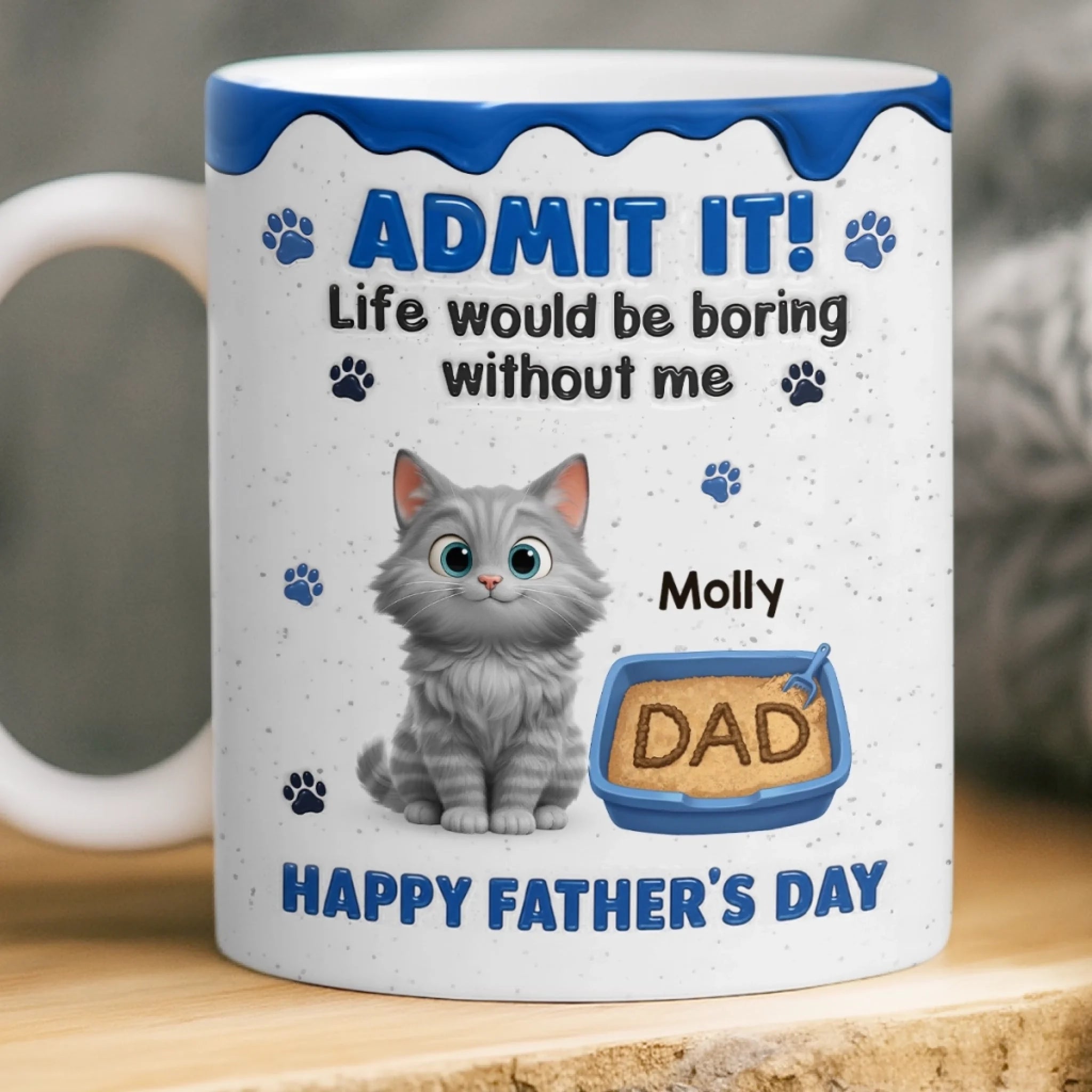 Personalized Father's Day Cat Lover Mug, Custom Birthday Gift for Cat Mom and Dad, The Real Boss Lives Here