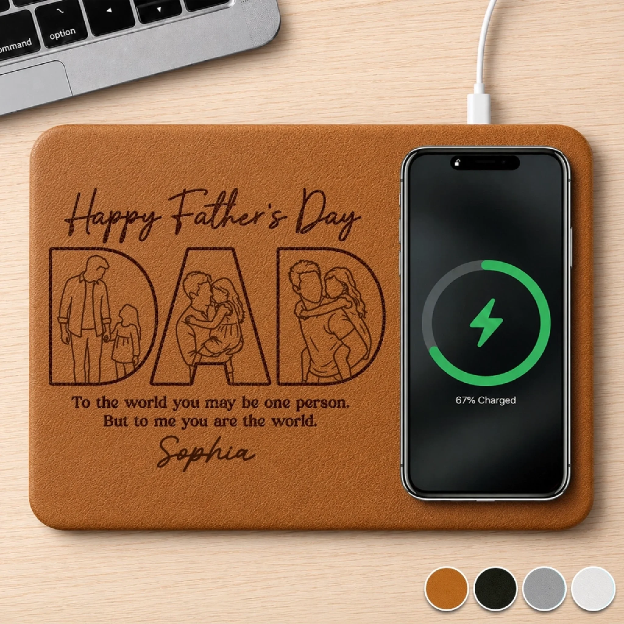 Custom Photo Charging Mat Personalized Father's Day Gift for Dad and Grandpa