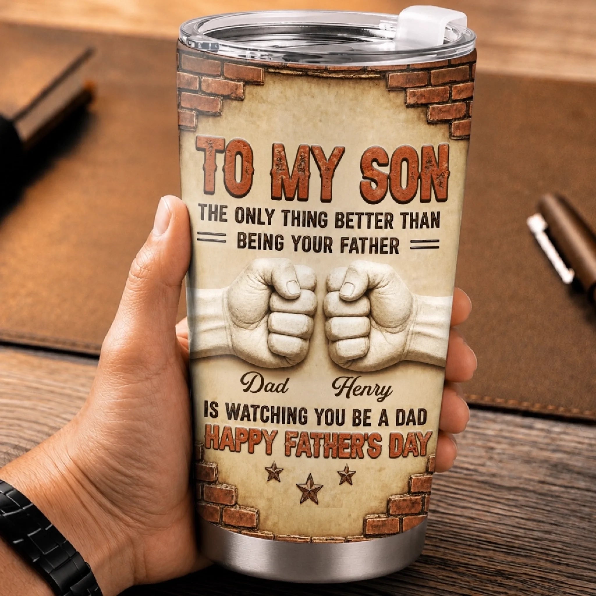 Personalized Fathers Day Birthday Tumbler for Son - My Son My Forever Pride Gift