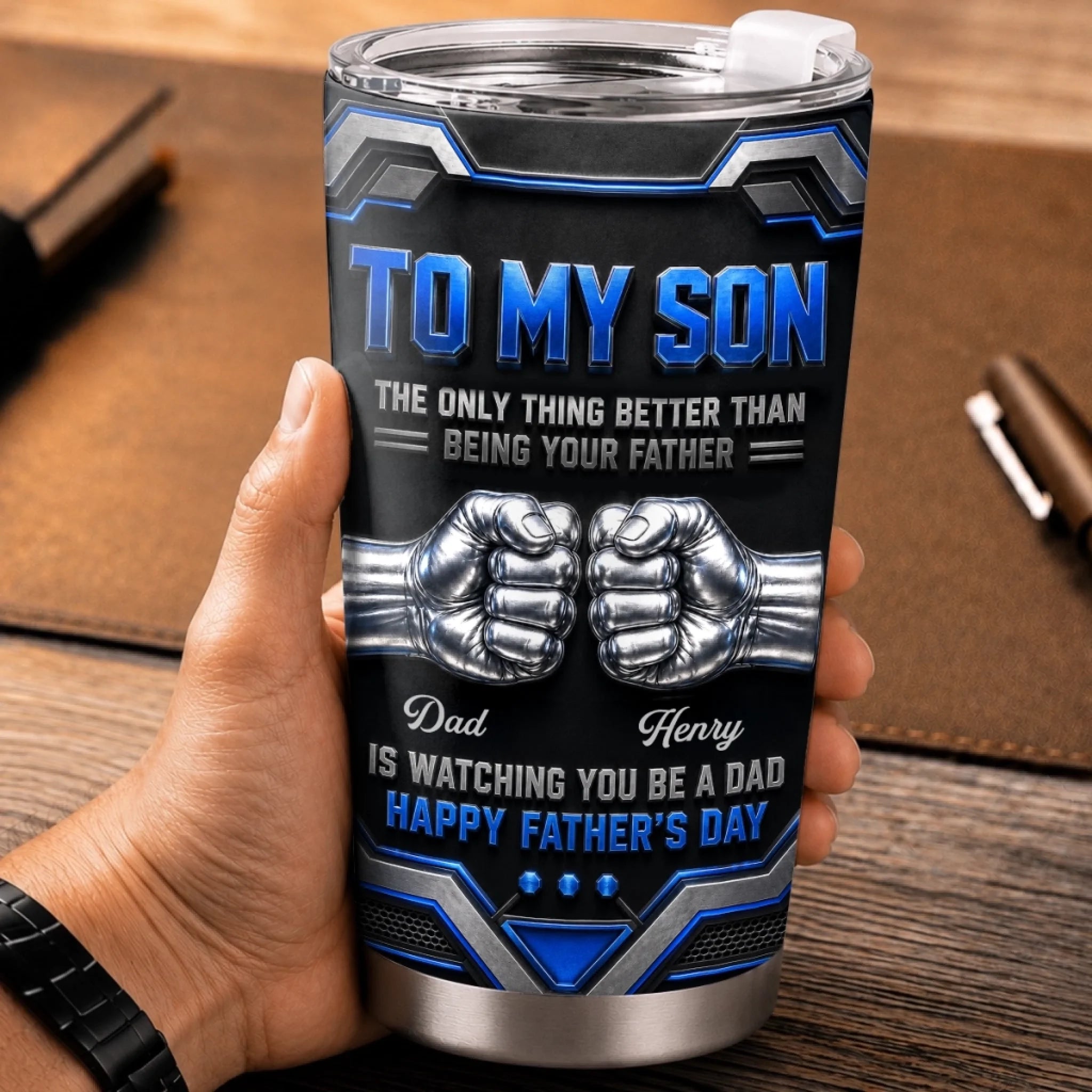 Custom Personalized Tumbler for Son - Father's Day Birthday Gift, Always Believe in Yourself Champ