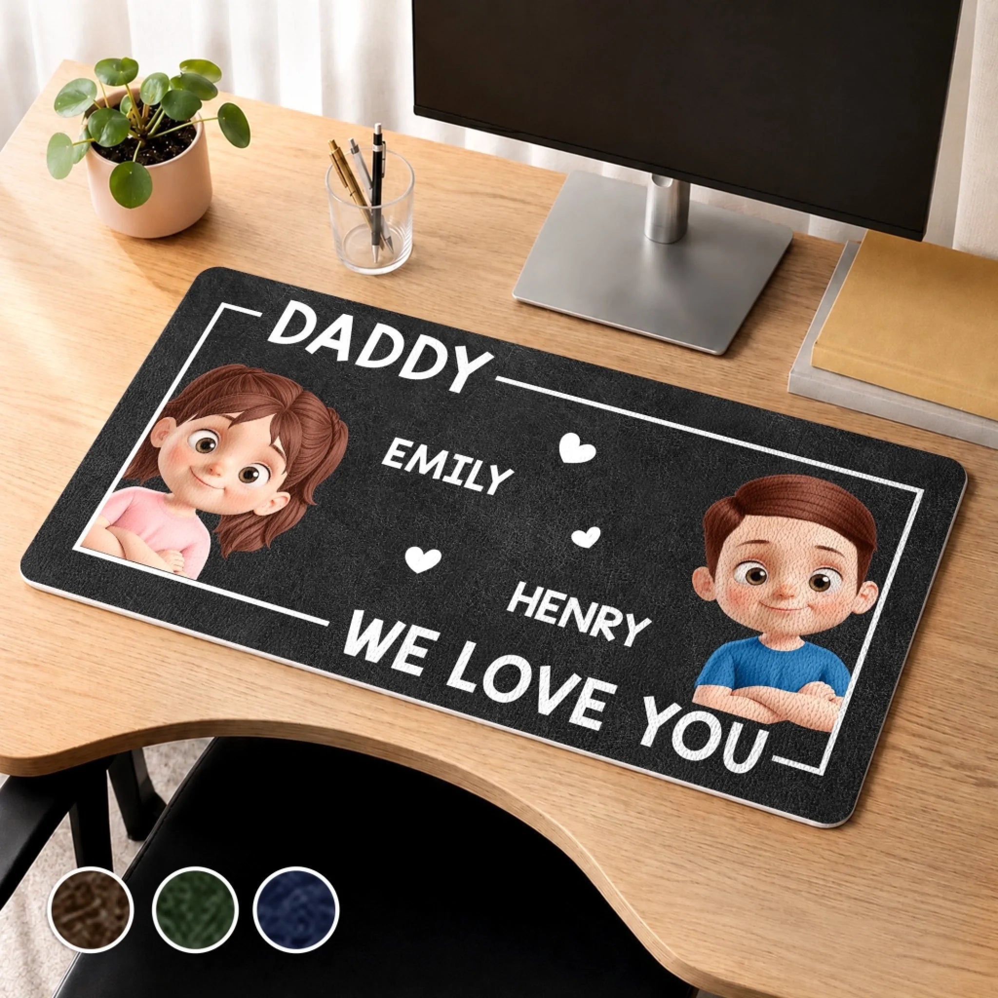Custom Desk Mat Personalized Father's Day or Birthday Gift for Dad or Grandpa Loved By Tiny Humans