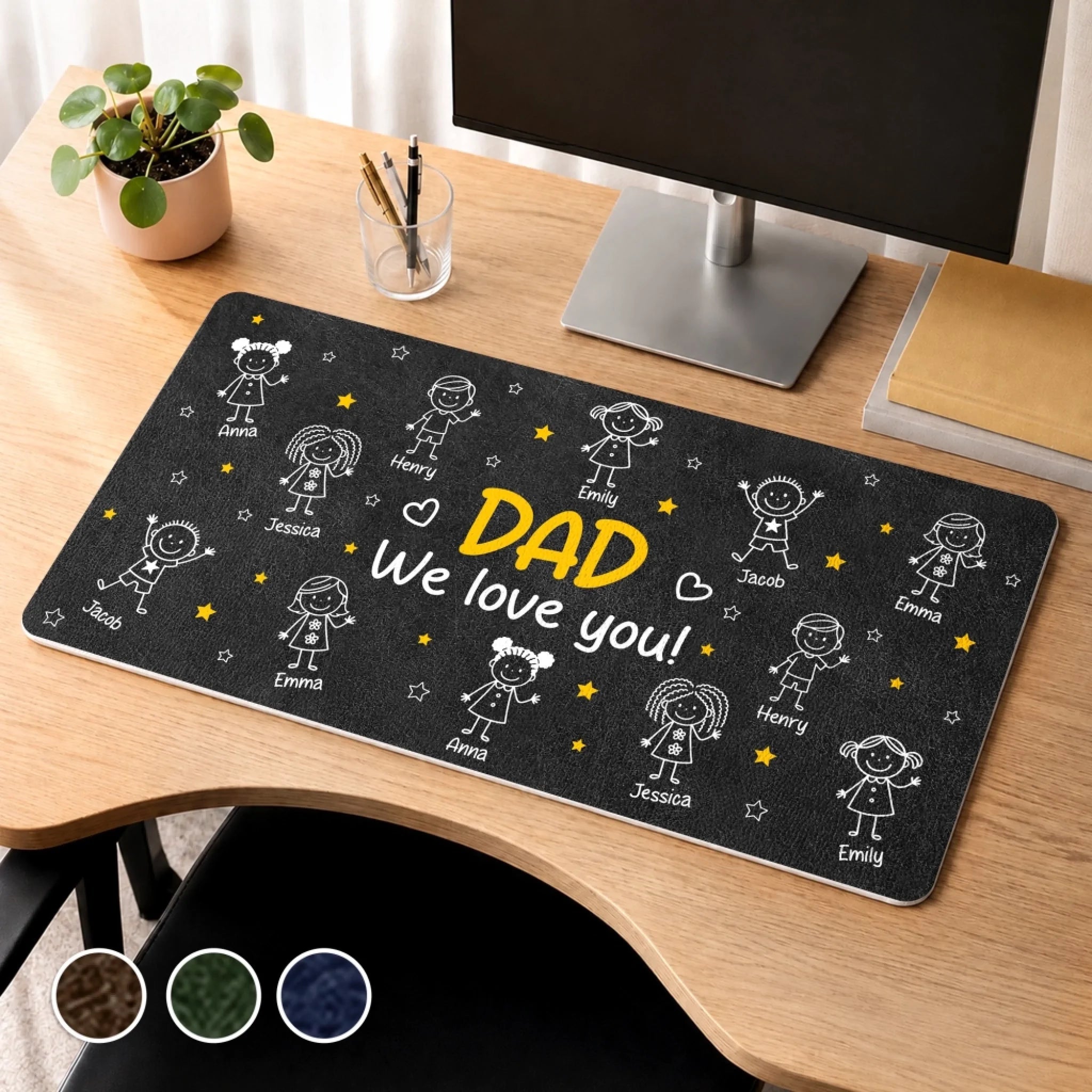 Personalized Desk Mat for Dad or Grandpa, Custom Father’s Day Birthday Gift for Daddy’s Desk