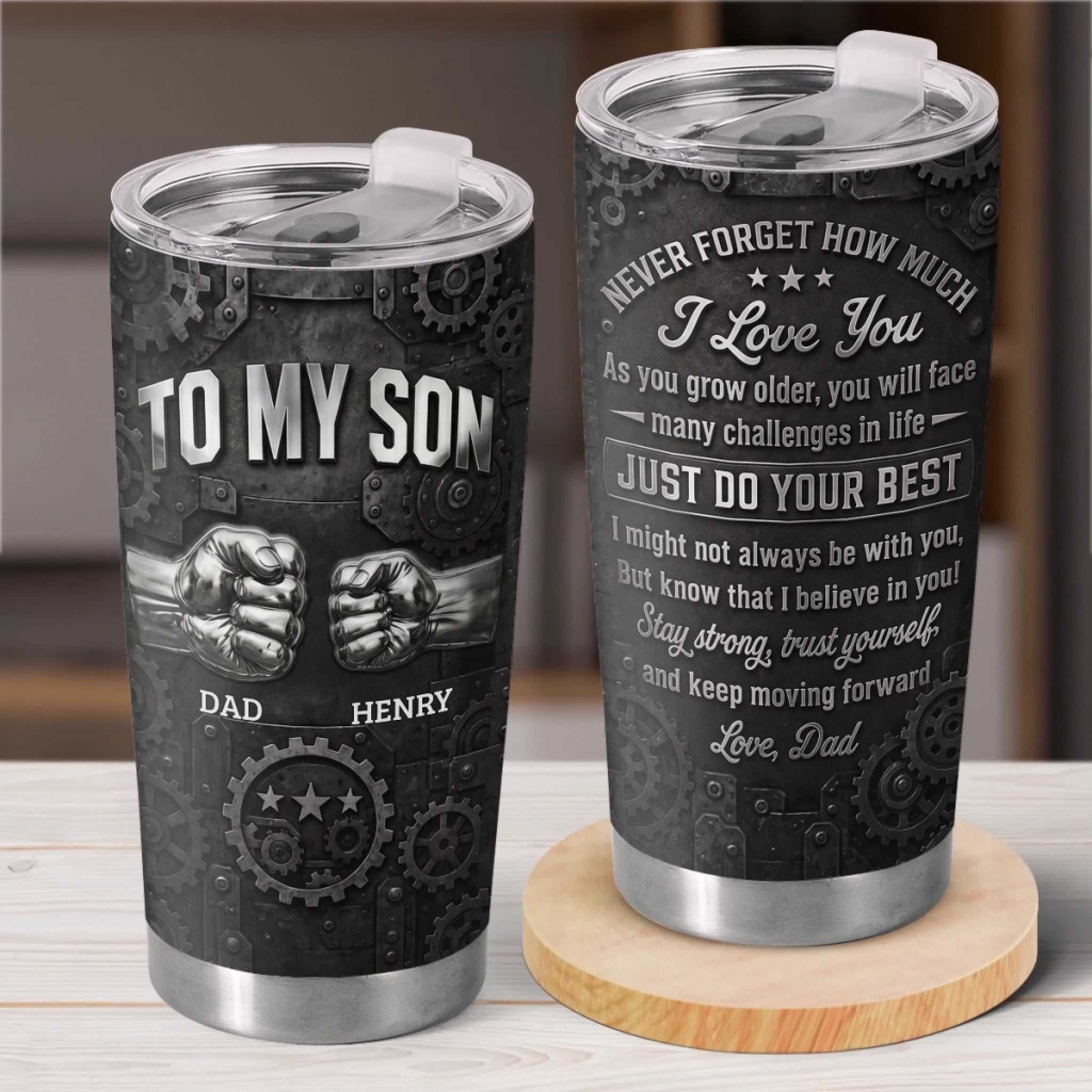 Custom Tumbler Personalized Father's Day or Birthday Gift for Son Love You More Every Day