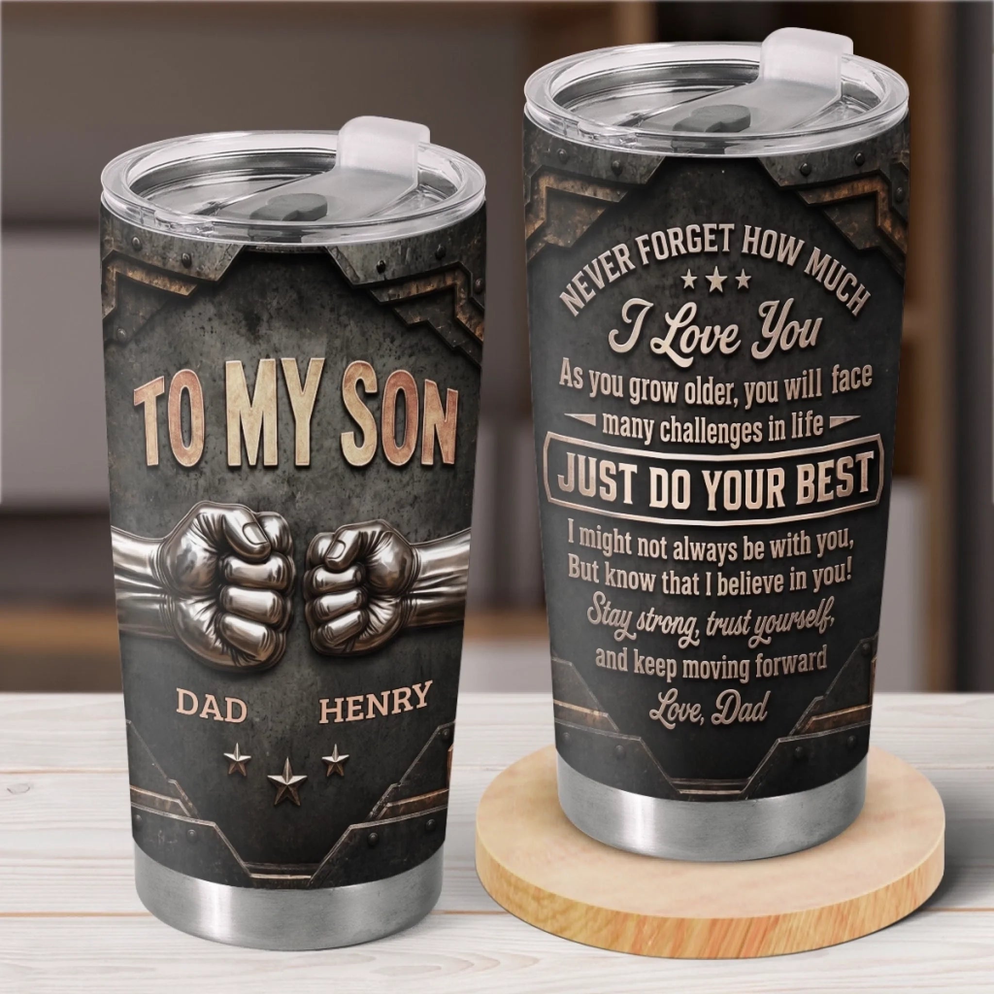 Custom Tumbler Personalized Gift for Son, Father's Day or Birthday, Proud of You Message