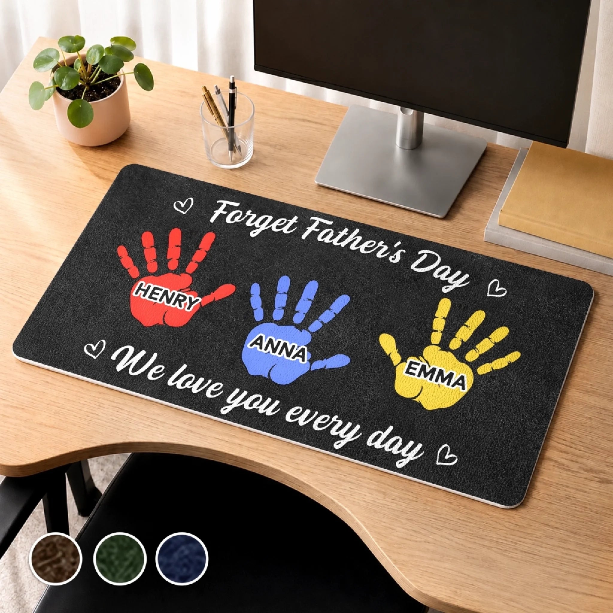 Custom Desk Mat Personalized Father's Day or Birthday Gift for Dad and Grandpa Tiny Hands Big Love