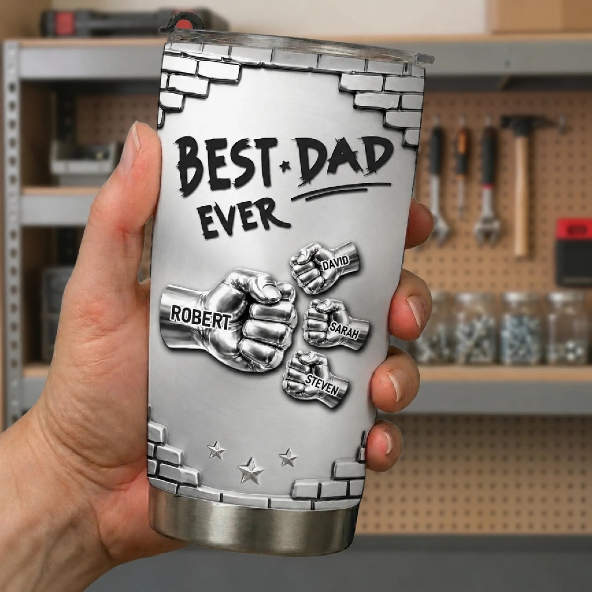 Custom 3D Inflated Effect Printed Tumbler Personalized Father's Day Birthday Gift for Dad or Grandpa