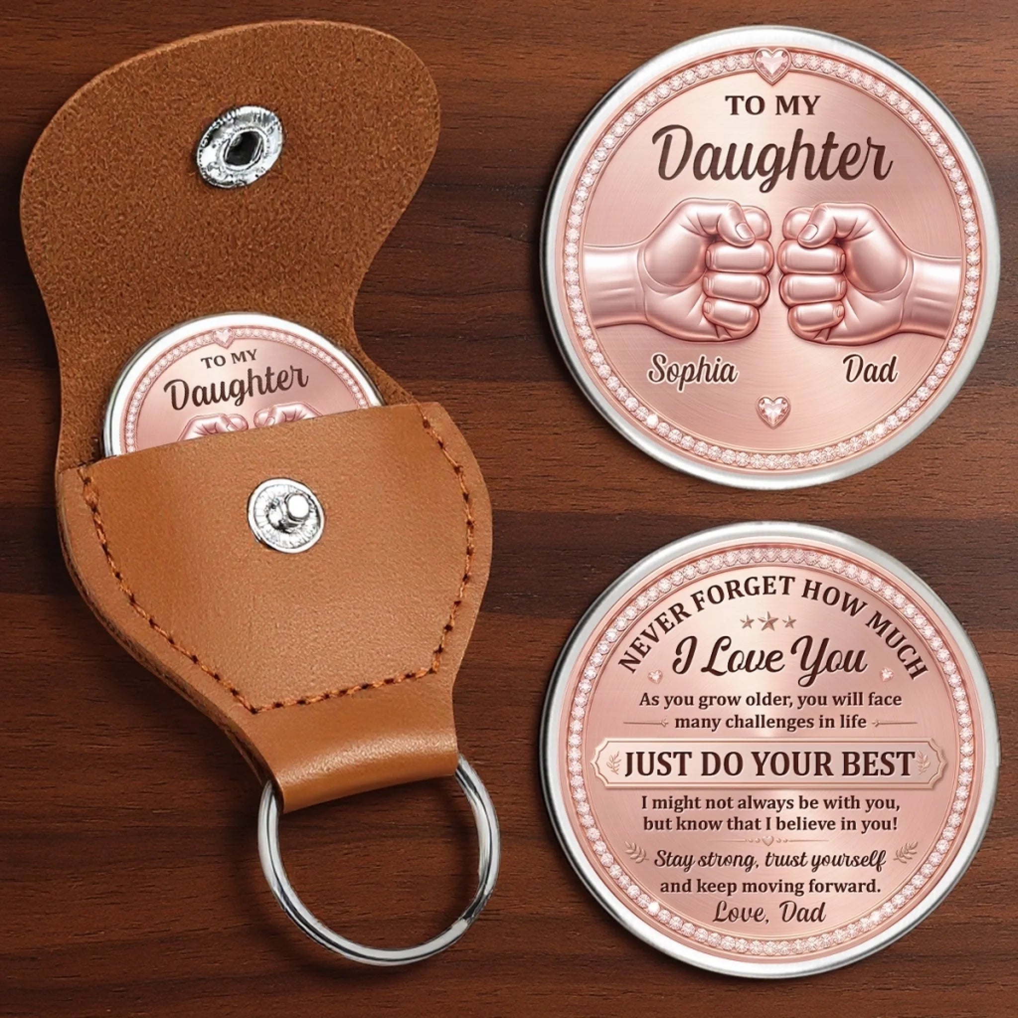 Custom Pocket Hug Personalized Birthday Gift for Daughter, You’ll Always Be My Baby Girl Keepsake