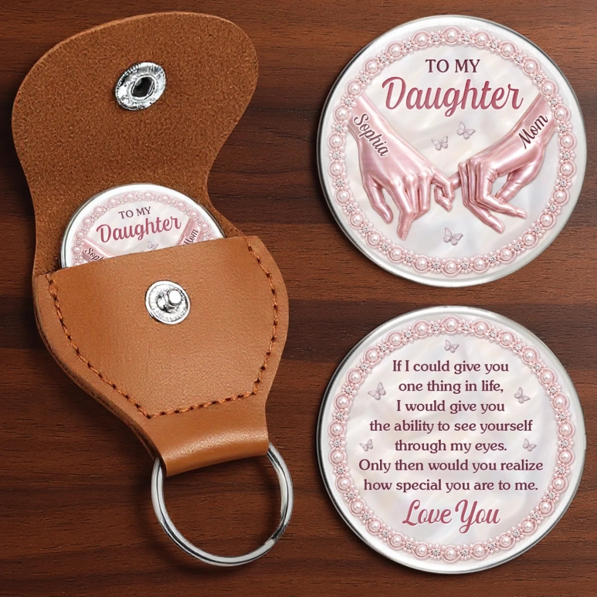 Custom Pocket Hug Personalized Birthday Gift for Daughter, Be Brave Be Kind Be You Keepsake