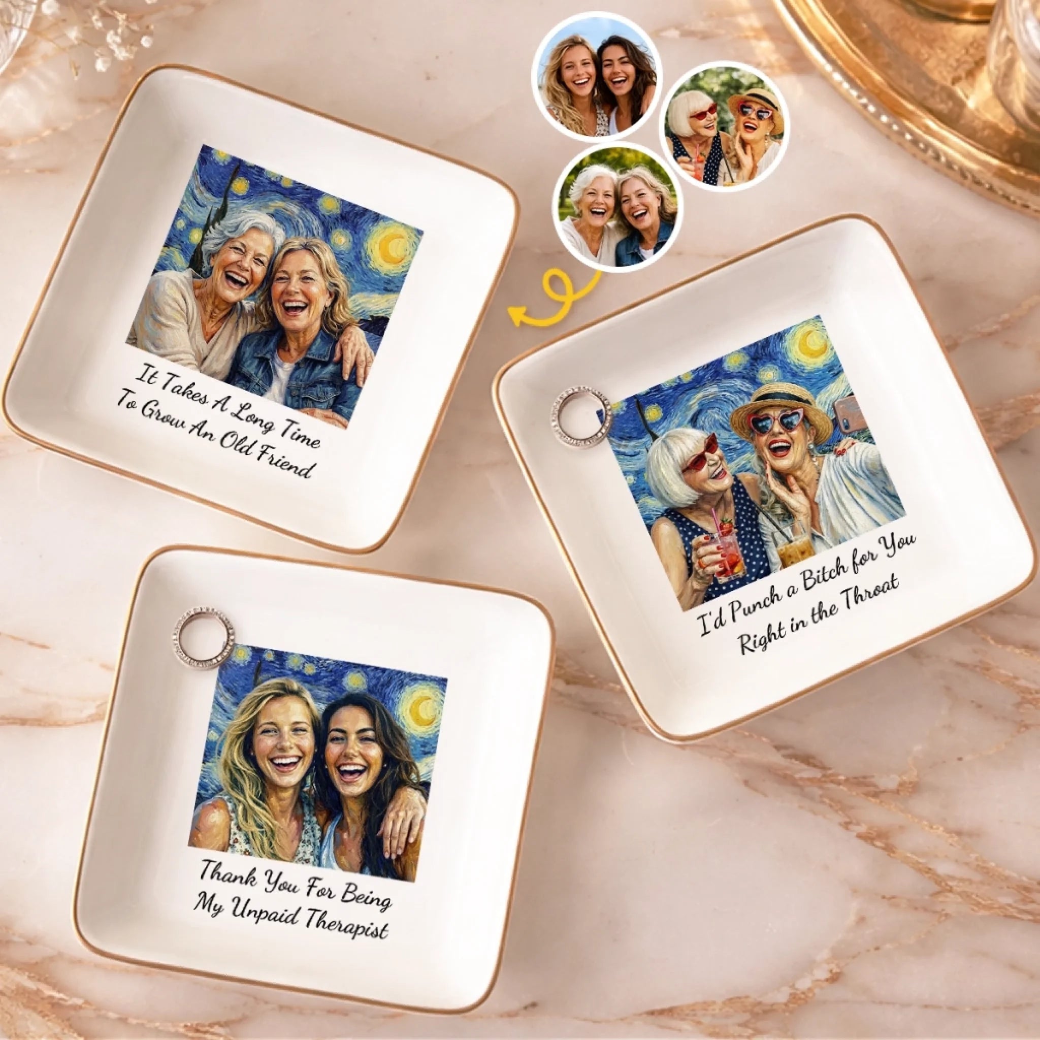 Custom Photo Jewelry Dish, Personalized Birthday Gift for Best Friend, Sister or BFF
