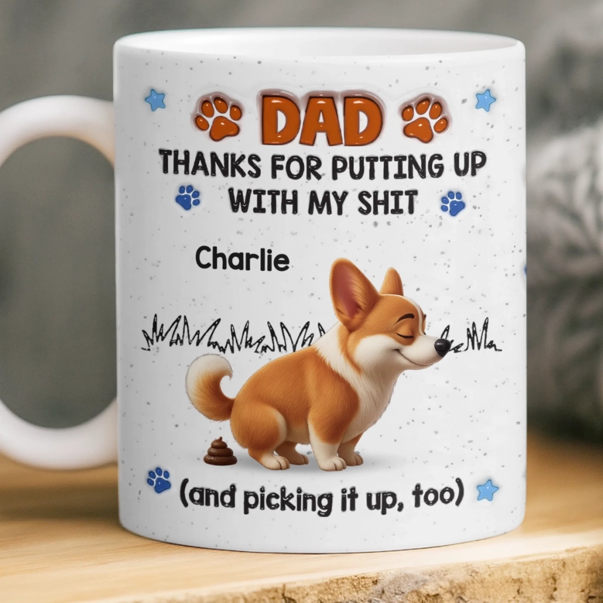 Custom 3D Inflated Effect Printed Mug Personalized Gift for Dog Cat Lovers Dog Dad Mom Cat Owners