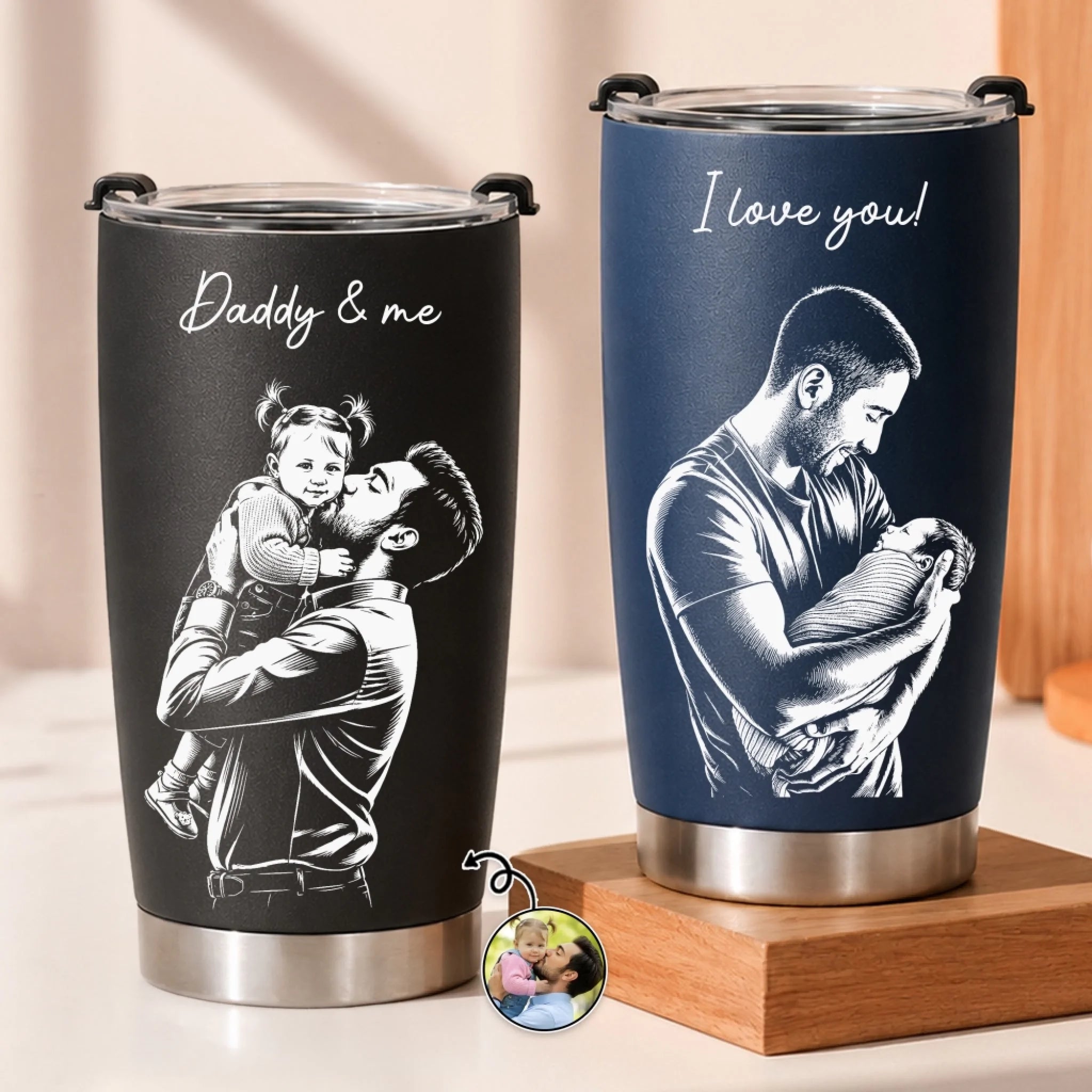 Custom Photo Tumbler, Personalized Father's Day or Birthday Gift for Dad and Grandpa, Winning Like a Legend