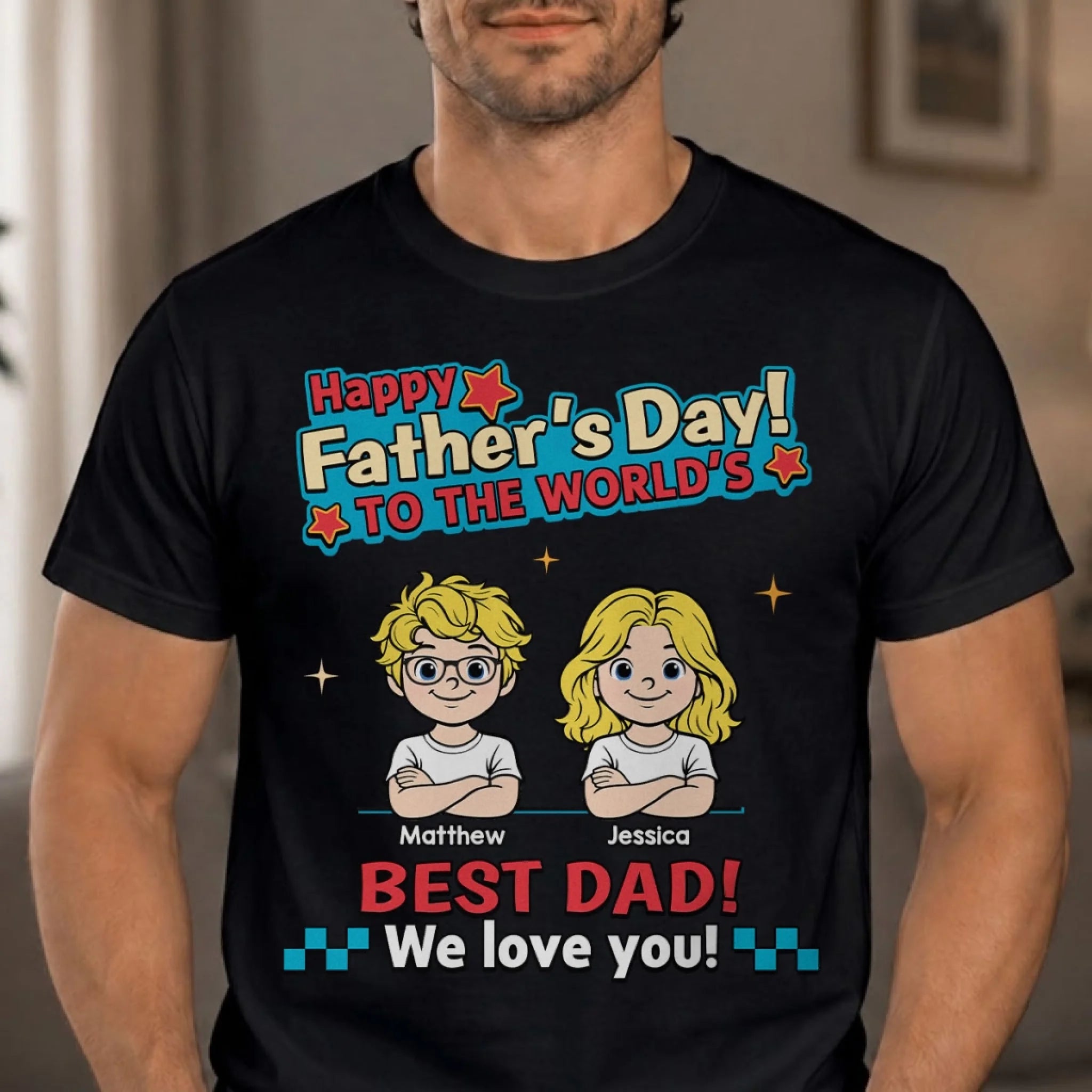 Custom Unisex T-Shirt or Hoodie Personalized Father's Day Birthday Gift for Dad or Grandpa Favorite Child