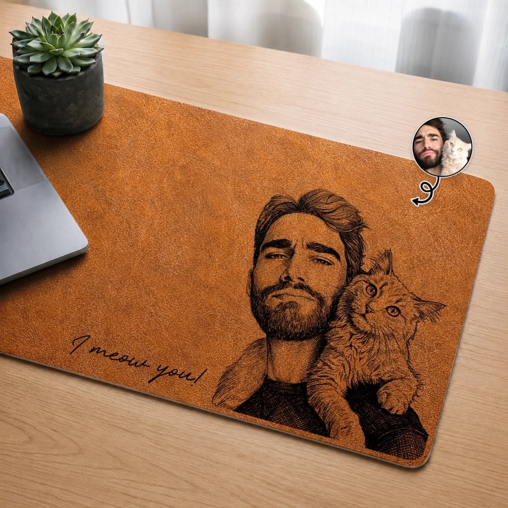 Custom Photo Desk Mat Personalized Pet Lover Gift for Dog Dad Mom Cat Owners Paws On The Keyboard