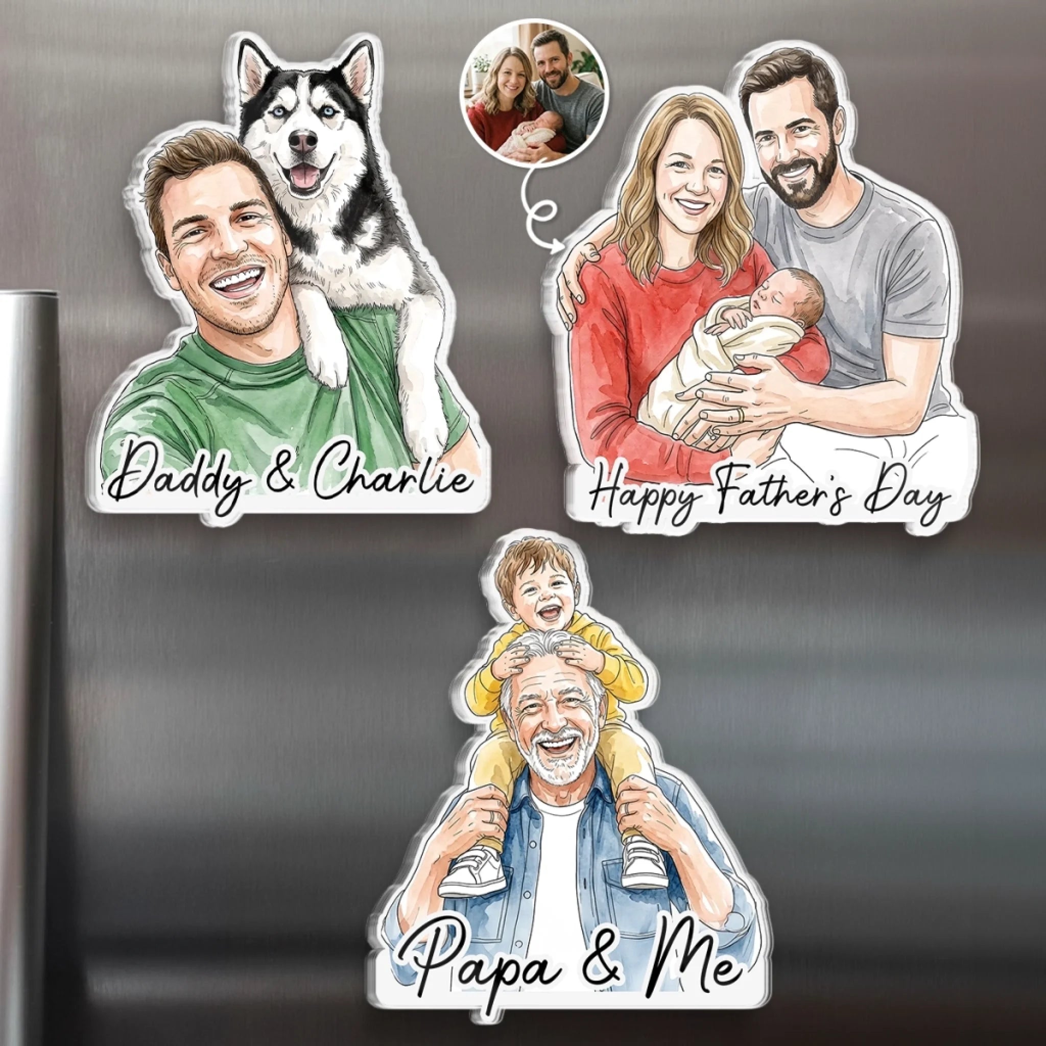 Custom Photo Acrylic Fridge Magnet Personalized Birthday Gift for Dog and Cat Lovers My Heart Has Paws