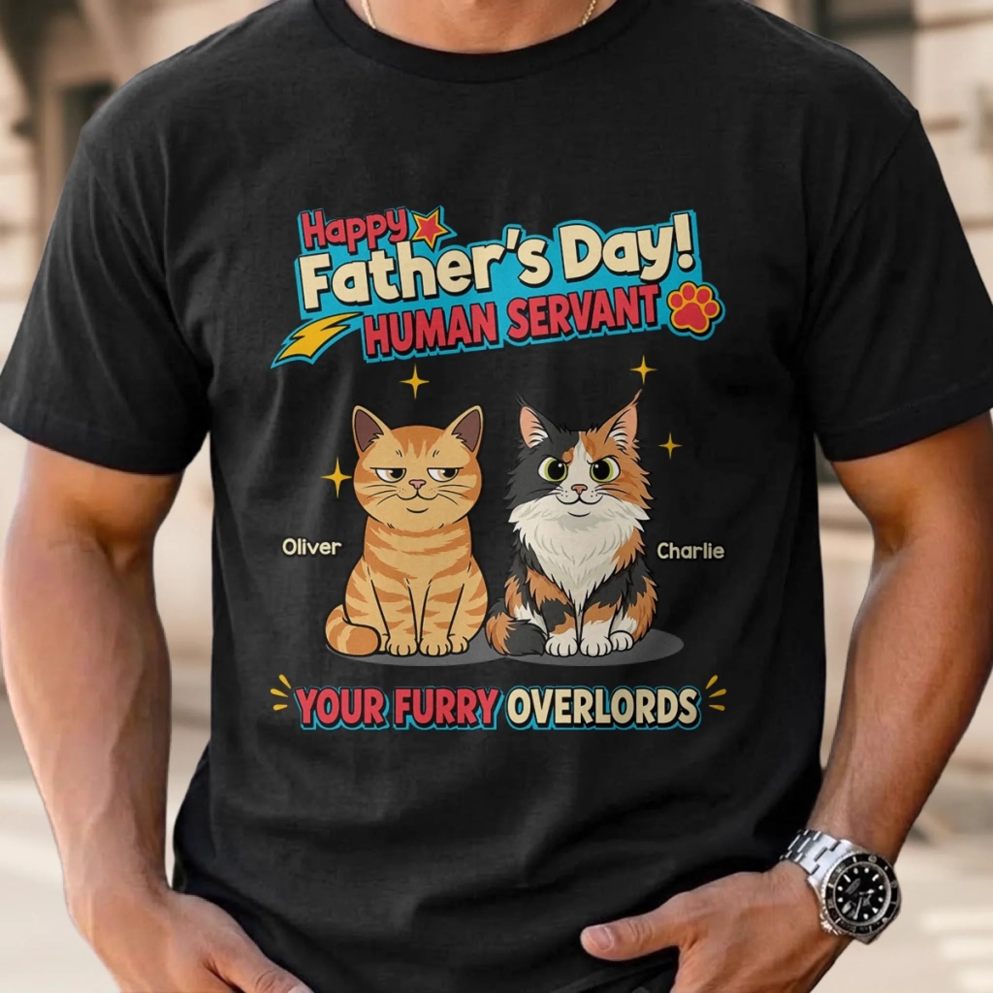 Custom Unisex T-Shirt or Hoodie, Personalized Cat Dad Gift for Father's Day or Birthday, My Kids Say Meow