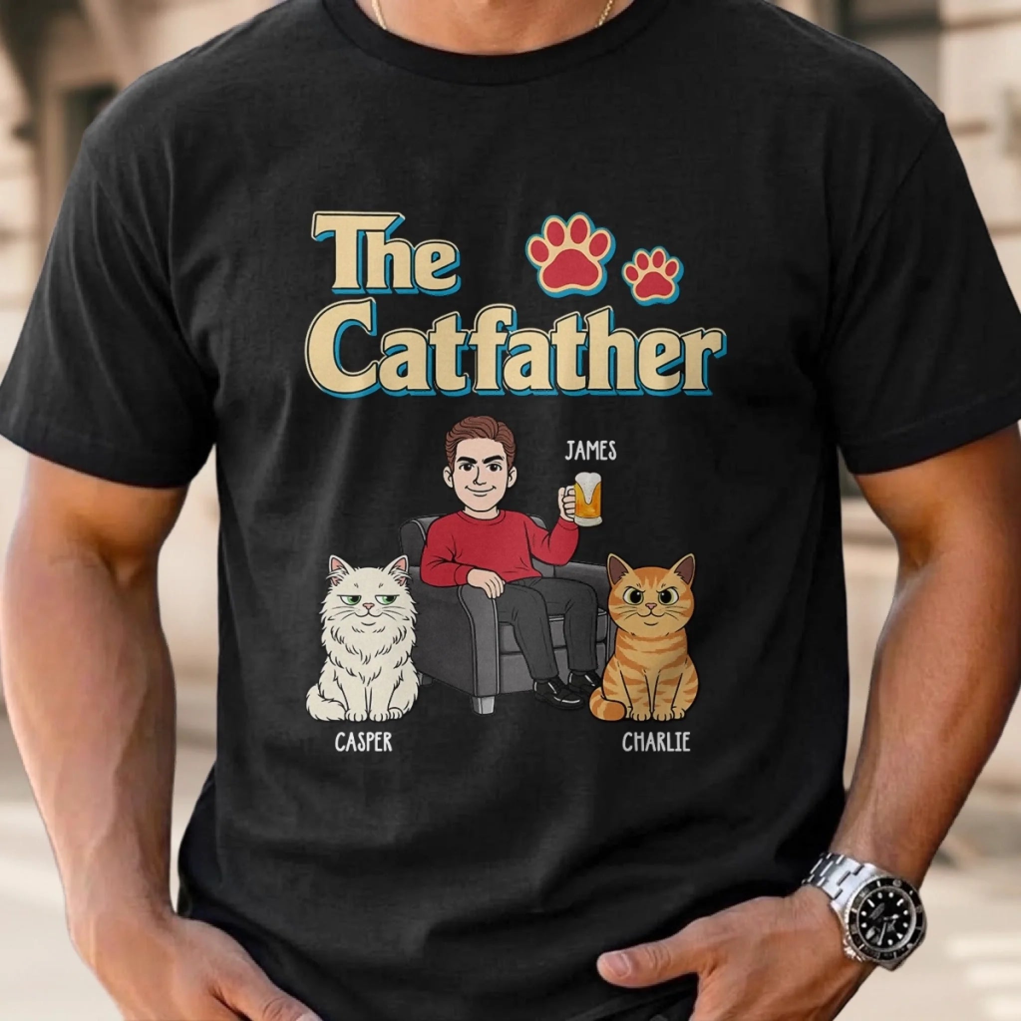 Custom Unisex T-Shirt or Hoodie, Personalized Cat Dad Gift for Father's Day or Birthday