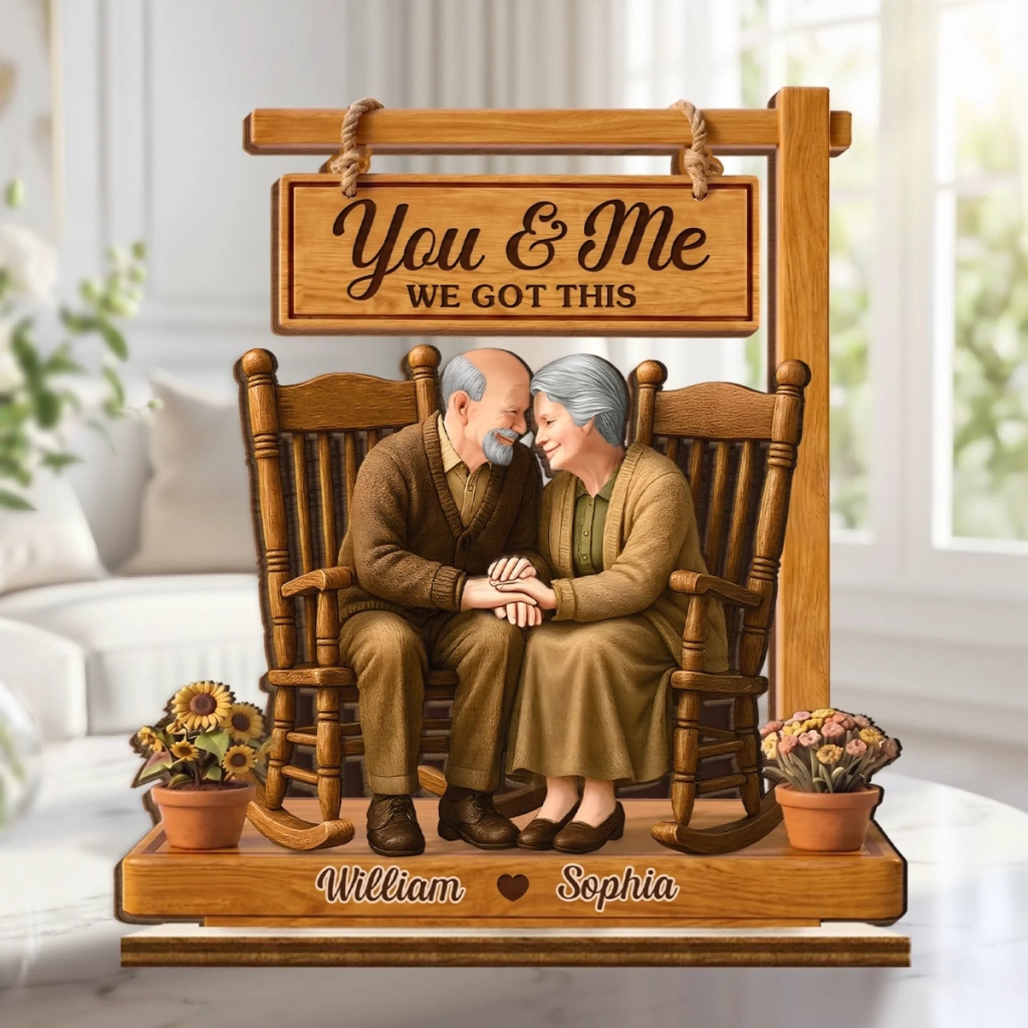 Custom 2-Layered Wooden Plaque Personalized Anniversary Wedding Gift for Husband and Wife