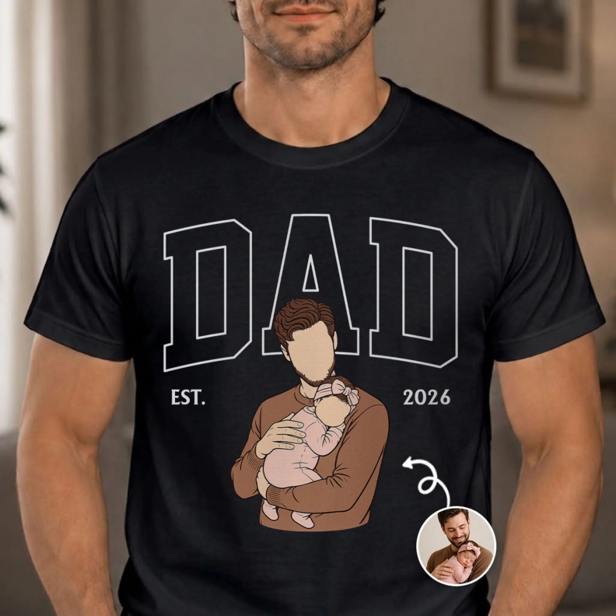 Custom Photo T-Shirt or Hoodie, Personalized Dad Is The Heart Of Home Gift for Father’s Day or Birthday