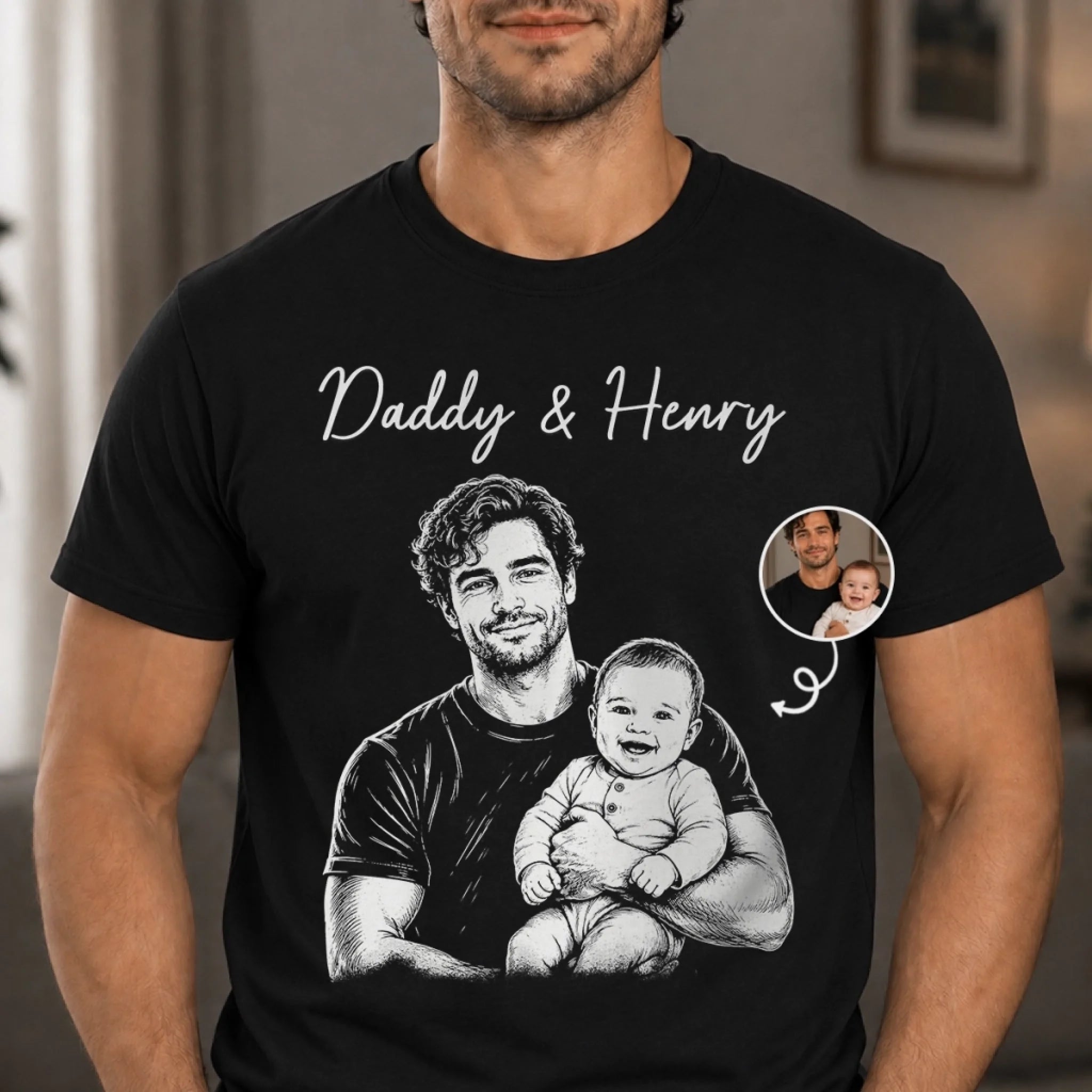 Custom Photo T-Shirt or Hoodie Personalized Father's Day Birthday Gift for Dad Grandpa Husband Family Man Forever