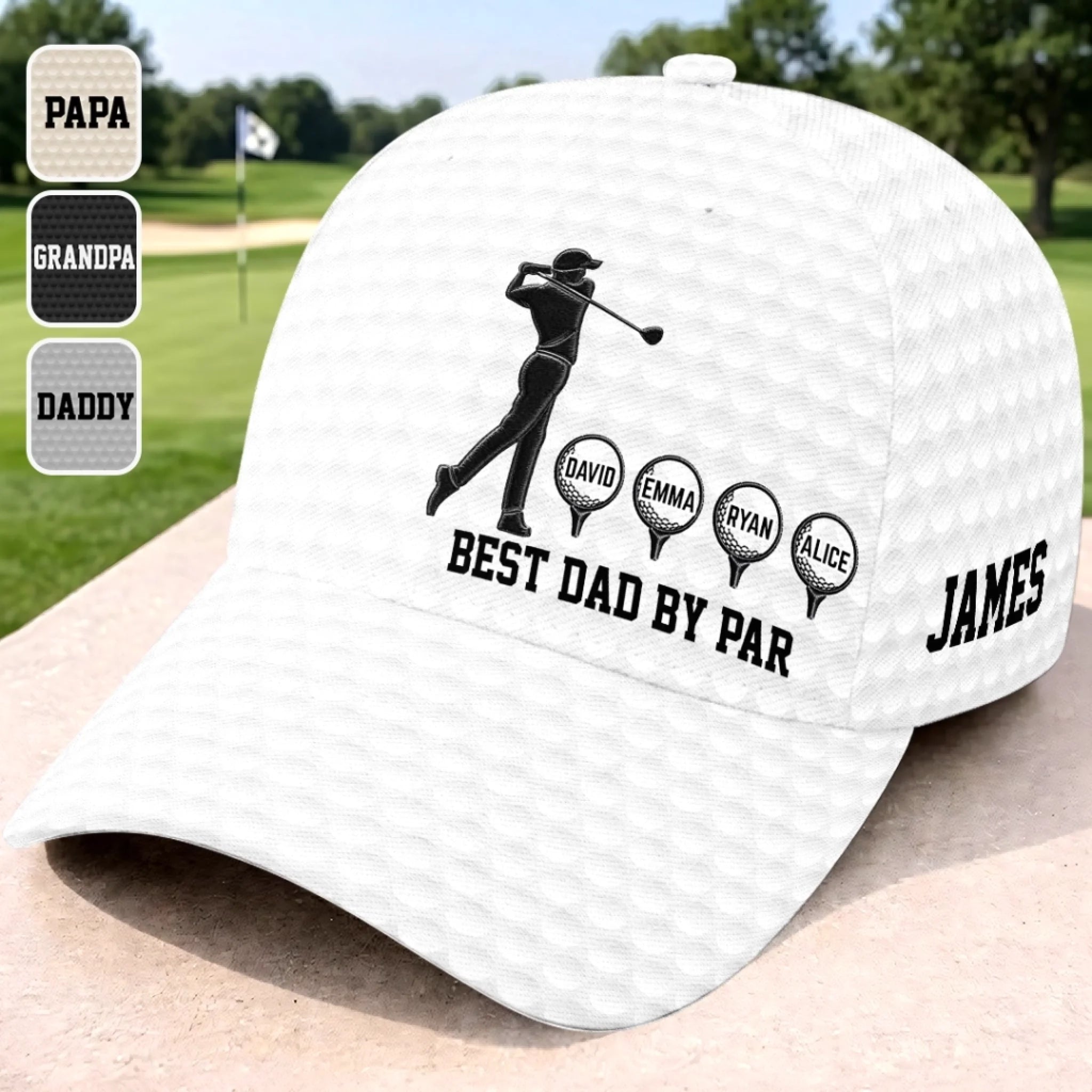 Custom All Over Print Classic Cap, Personalized Golf Hat Gift for Dad or Grandpa, Good Swings Good Days