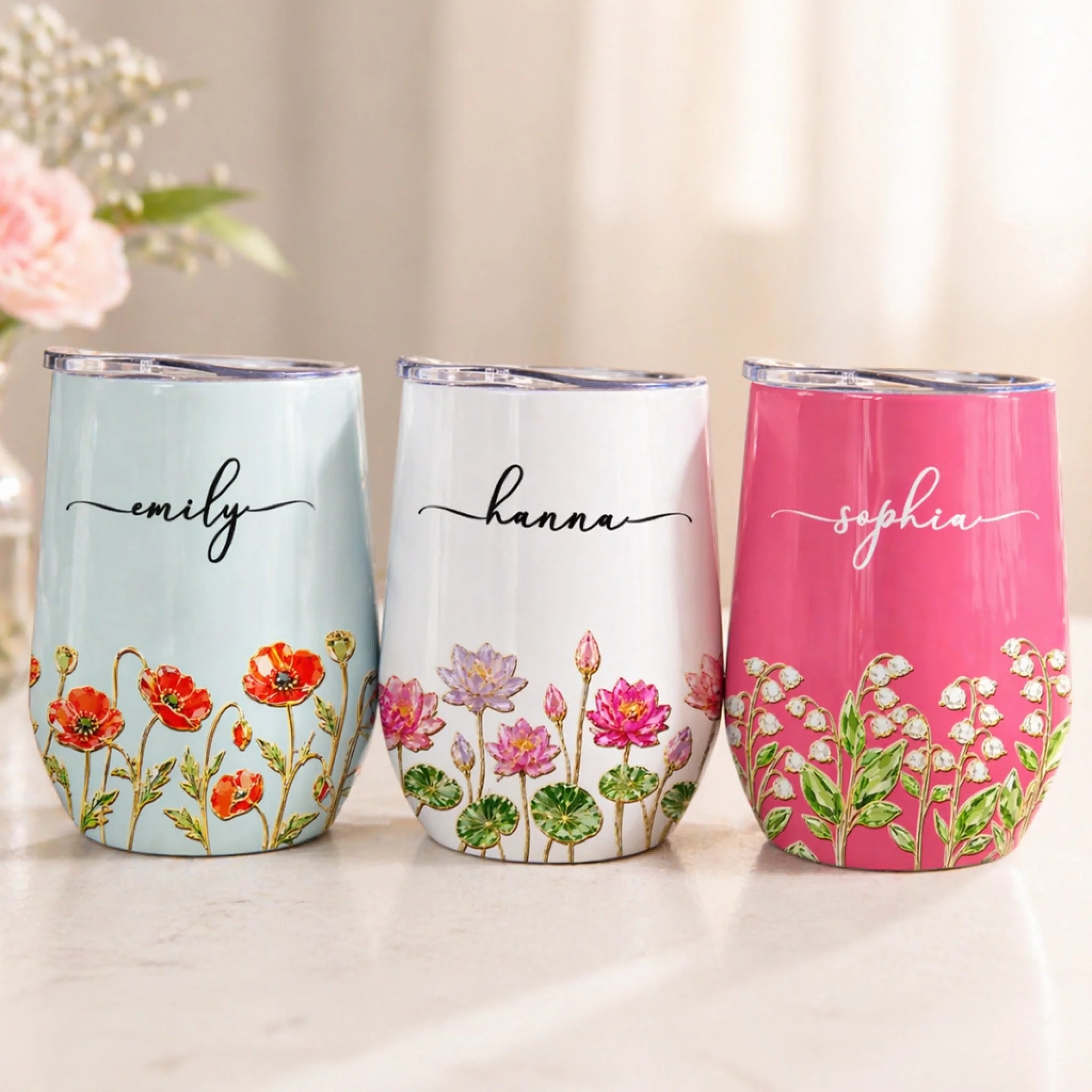 Custom Wine Tumbler Personalized Best Friend Birthday Gift for Women, Sisters, Besties and BFFs