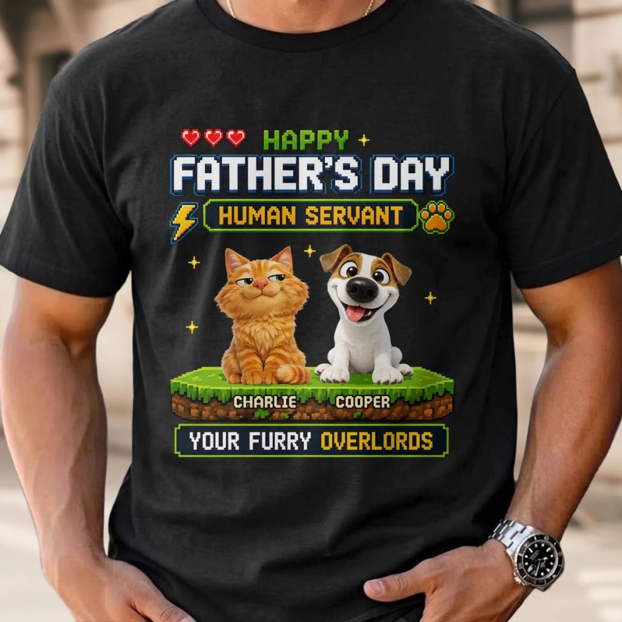 Custom Unisex T-Shirt or Hoodie Personalized Father's Day Birthday Gift for Dog Dads and Cat Owners