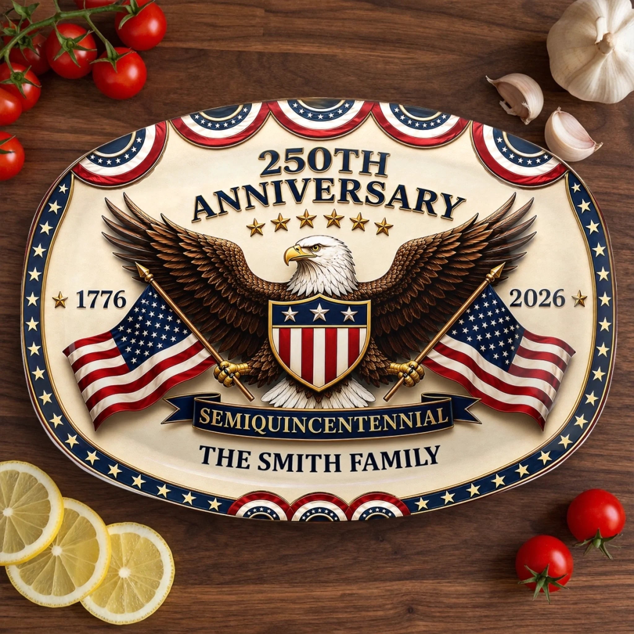 Custom Platter Personalized America 250th Anniversary Gift for Mom Dad Siblings and Kids