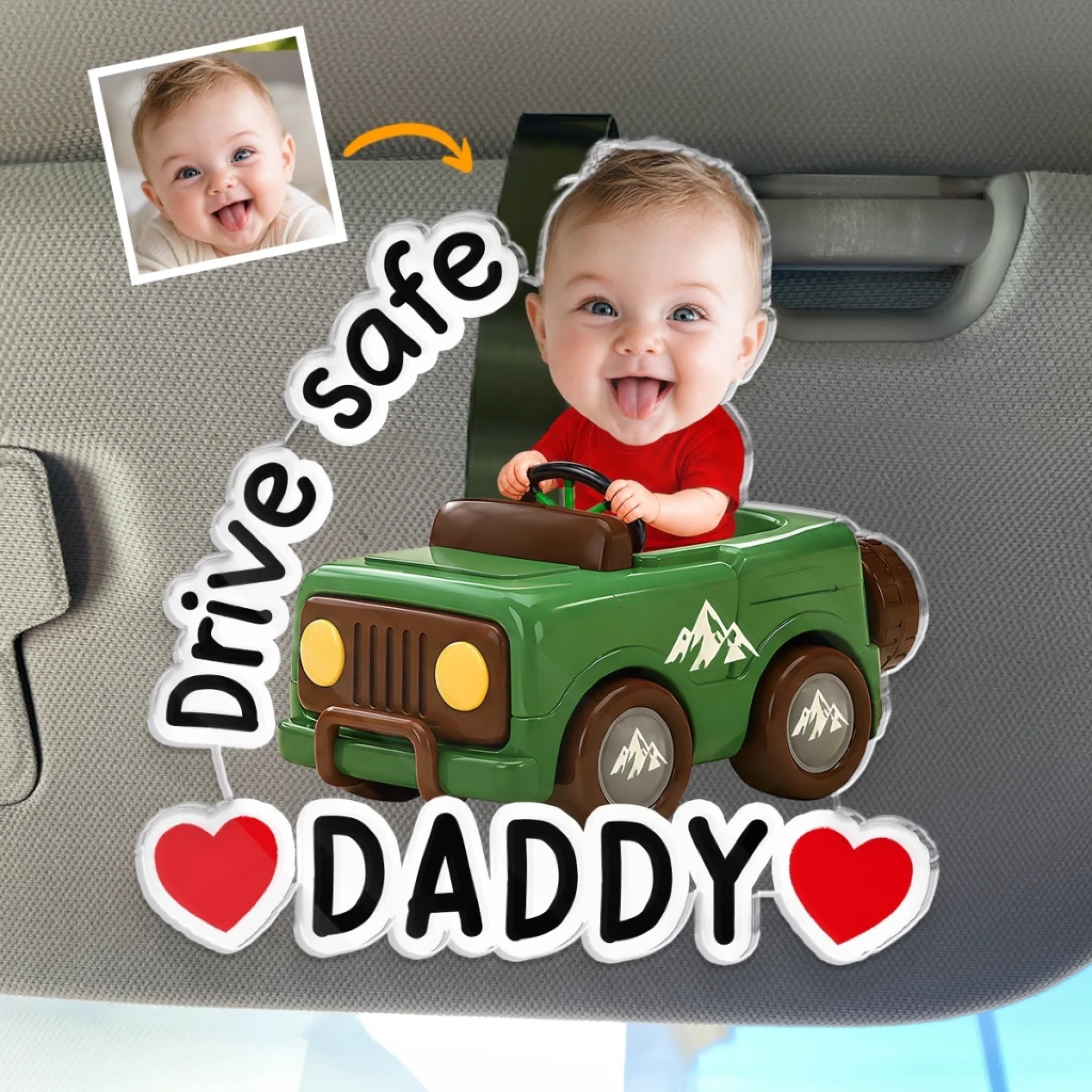 Custom Photo Acrylic Car Visor Clip Personalized Father's Day Gift for Dad or Grandpa