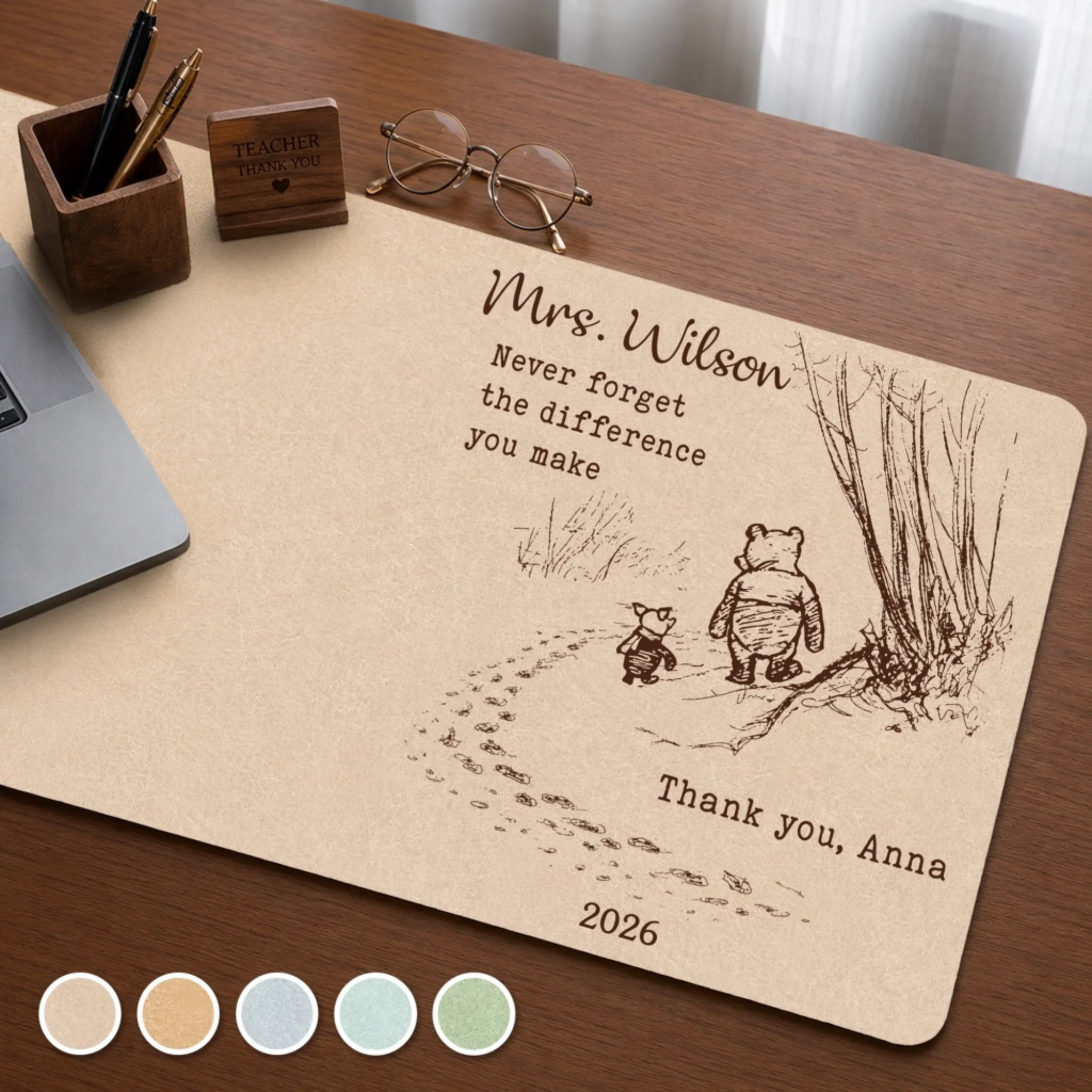 Custom Desk Mat Personalized Birthday Gift for Teachers - A Teacher's Beautiful Heart