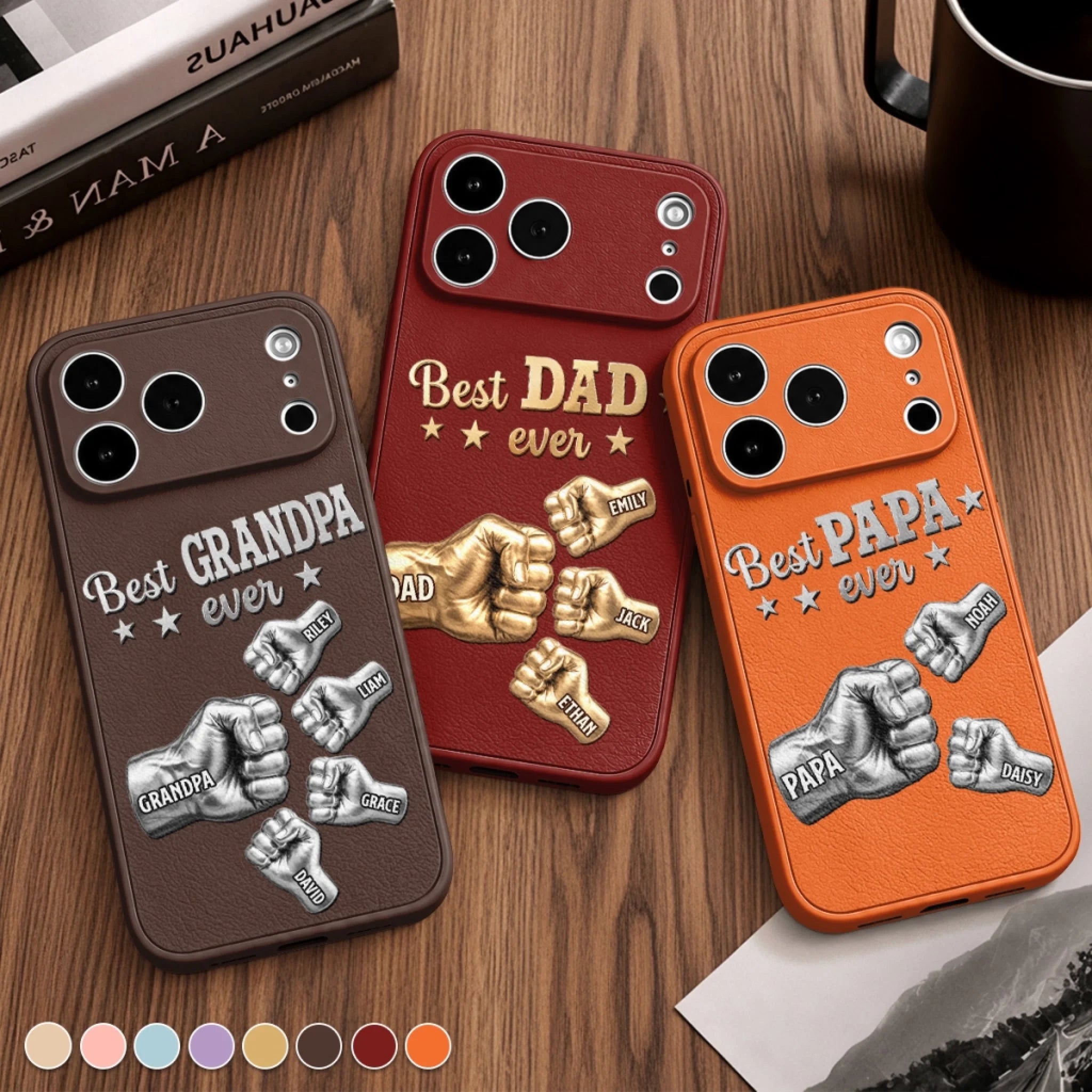 Custom Leather Phone Case Personalized Father's Day or Birthday Gift for Dad and Grandpa