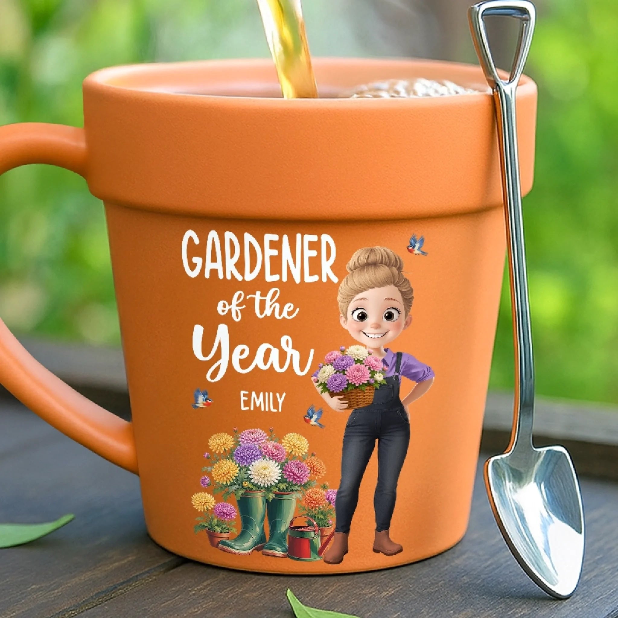Custom Plant Pot Ceramic Mug Personalized Birthday Garden Gift for Gardeners Queen of the Green