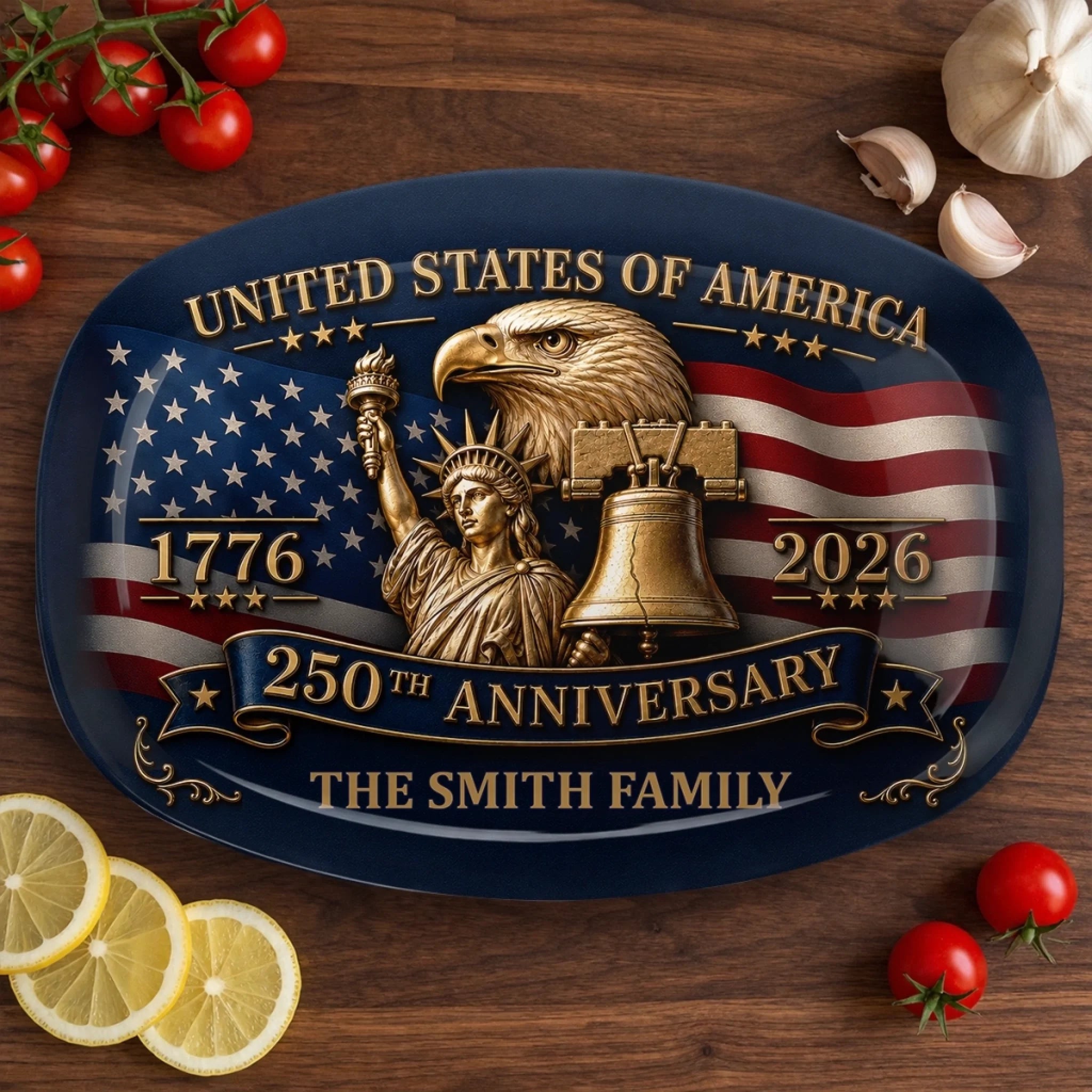 Custom Platter Personalized America 250th Anniversary Gift for Mom Dad Brother Sister Kids