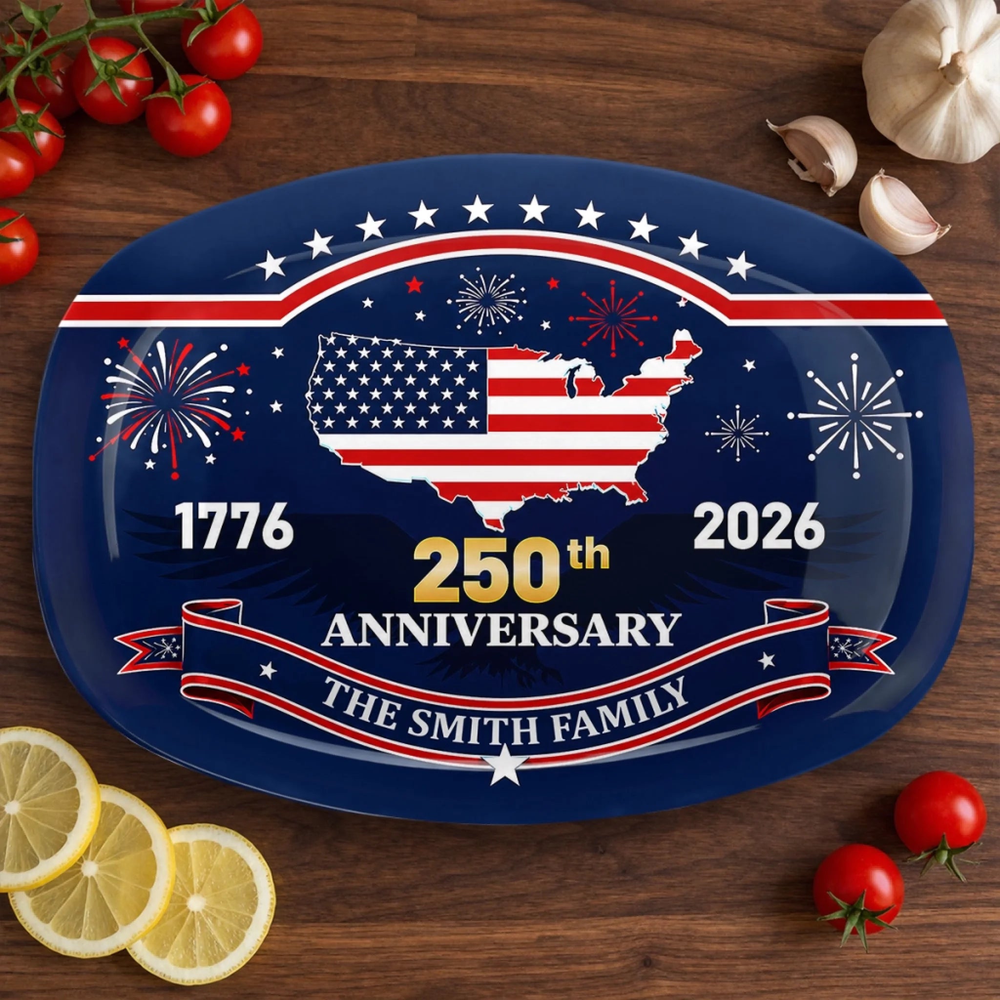 Custom Personalized Platter for America 250th Anniversary Gifts for Mom Dad Brother Sister and Kids