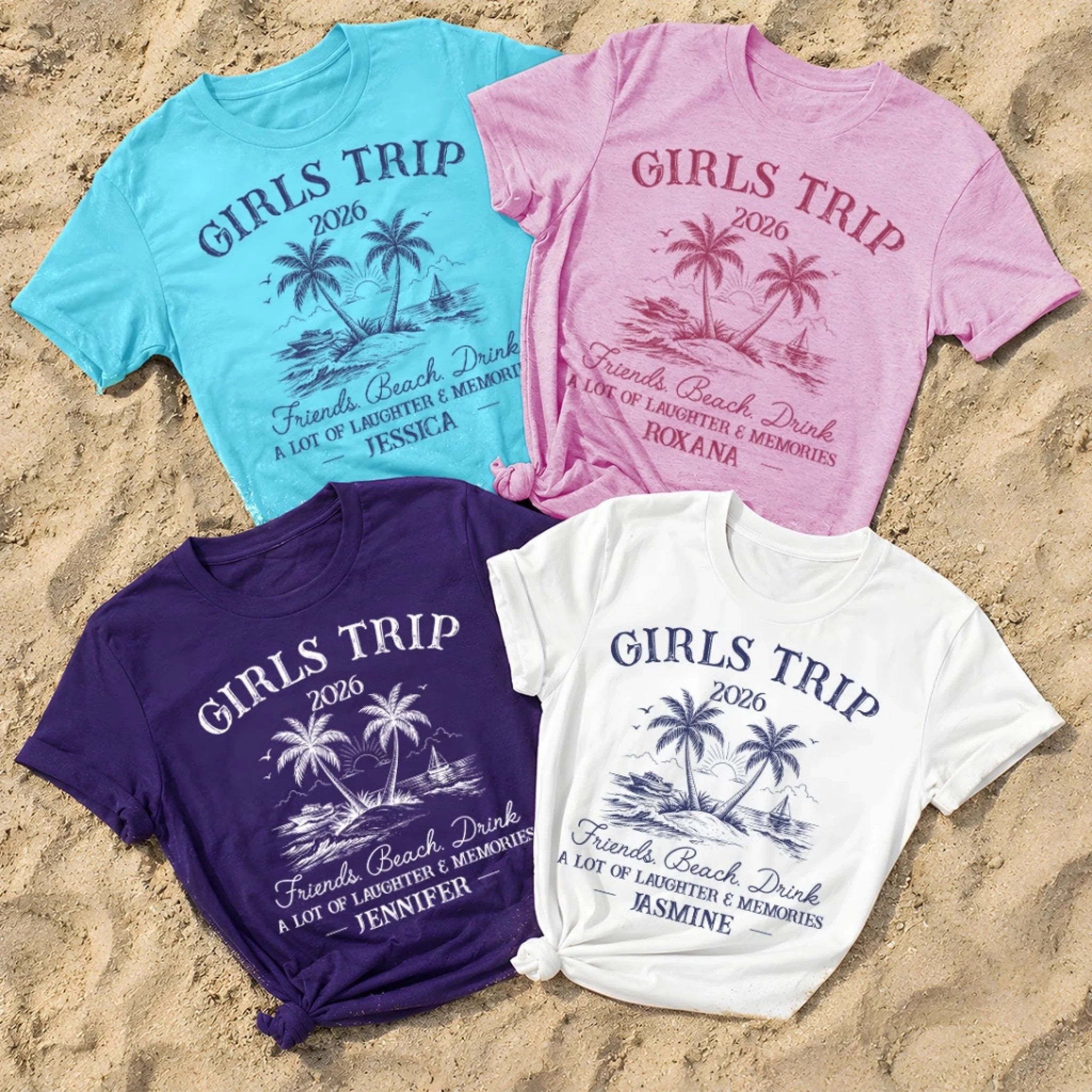 Personalized Beach Girl T-Shirt or Hoodie, Custom Summer Vacation Travel Gift for Friends and Family