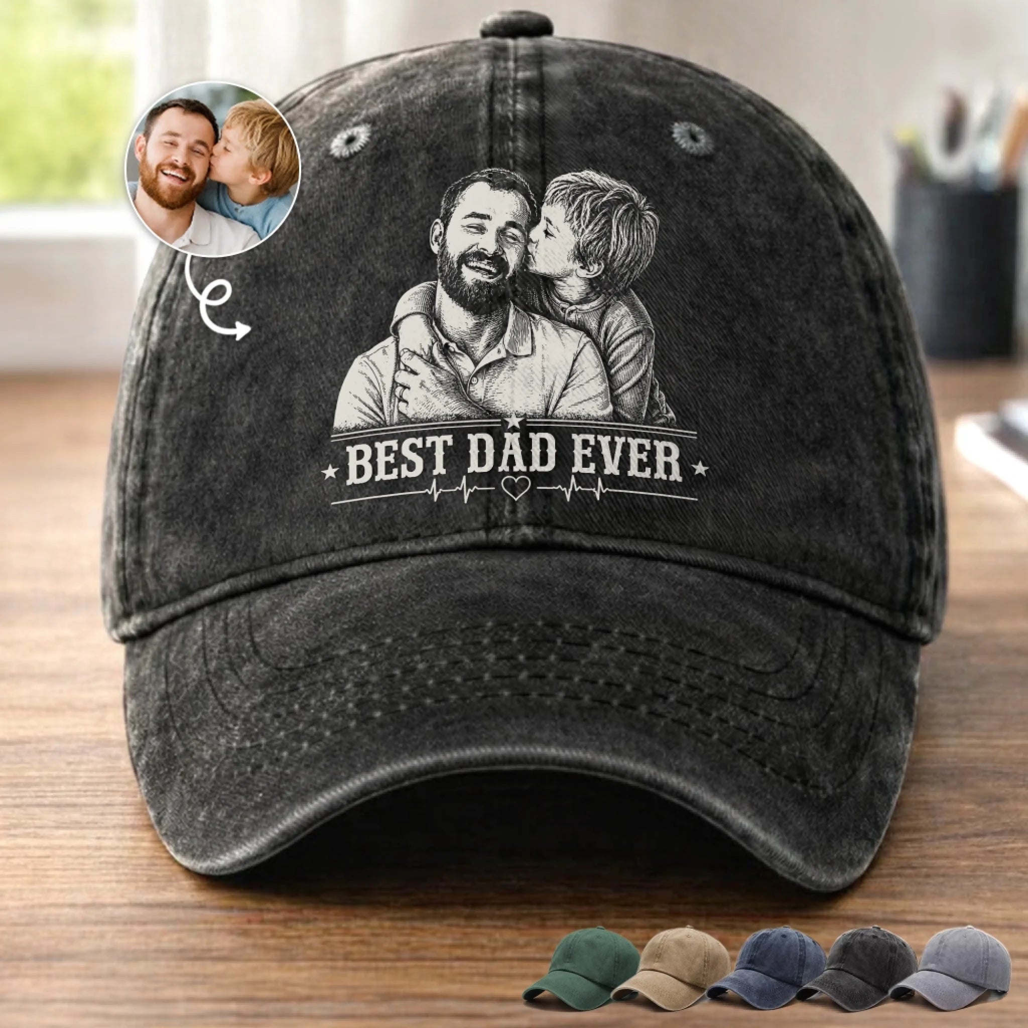 Custom Photo Washed Cotton Cap Personalized Father's Day Gift for Dad or Grandpa Retro Soul Dad Hat