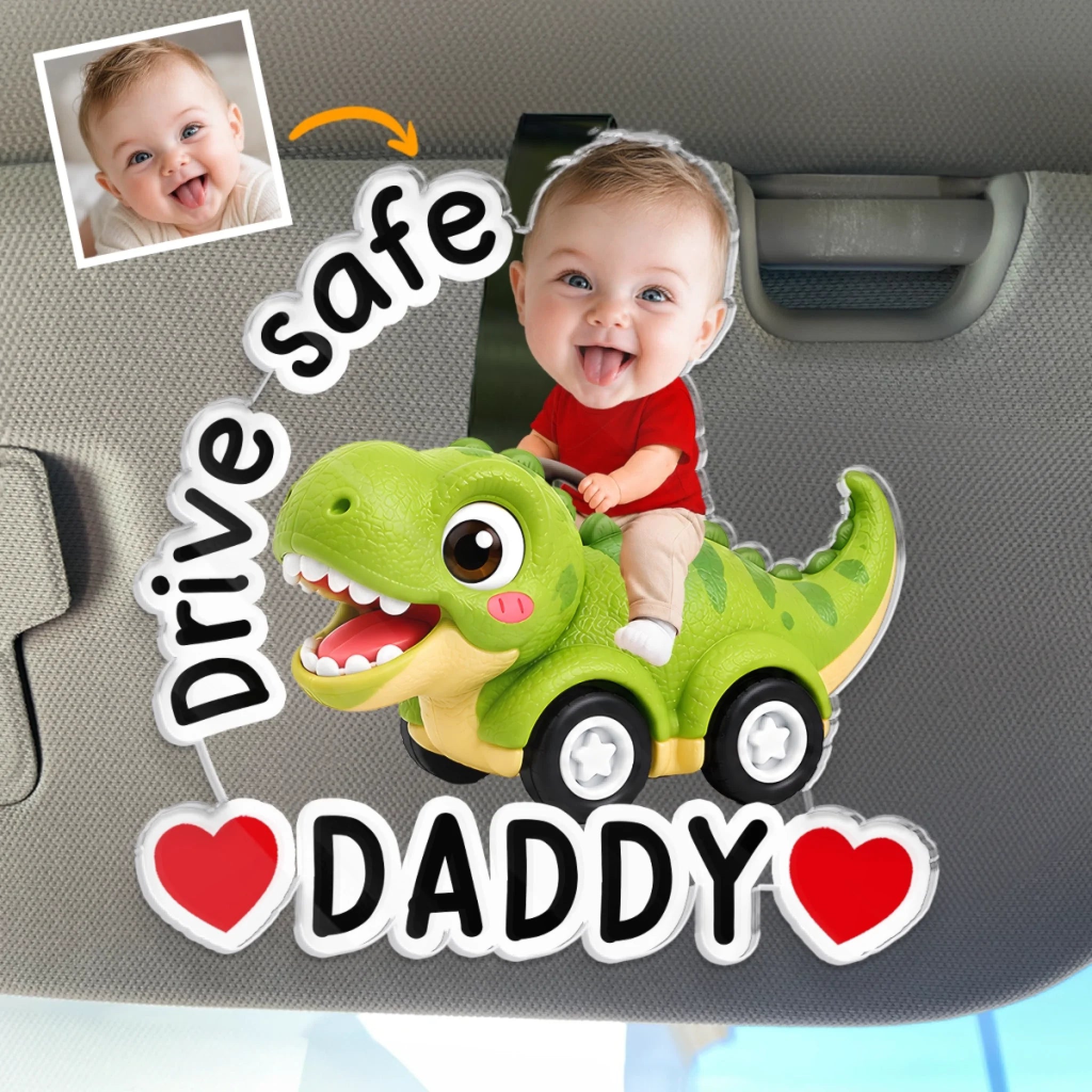 Custom Photo Acrylic Car Visor Clip Personalized Father's Day Gift for Dad or Grandpa