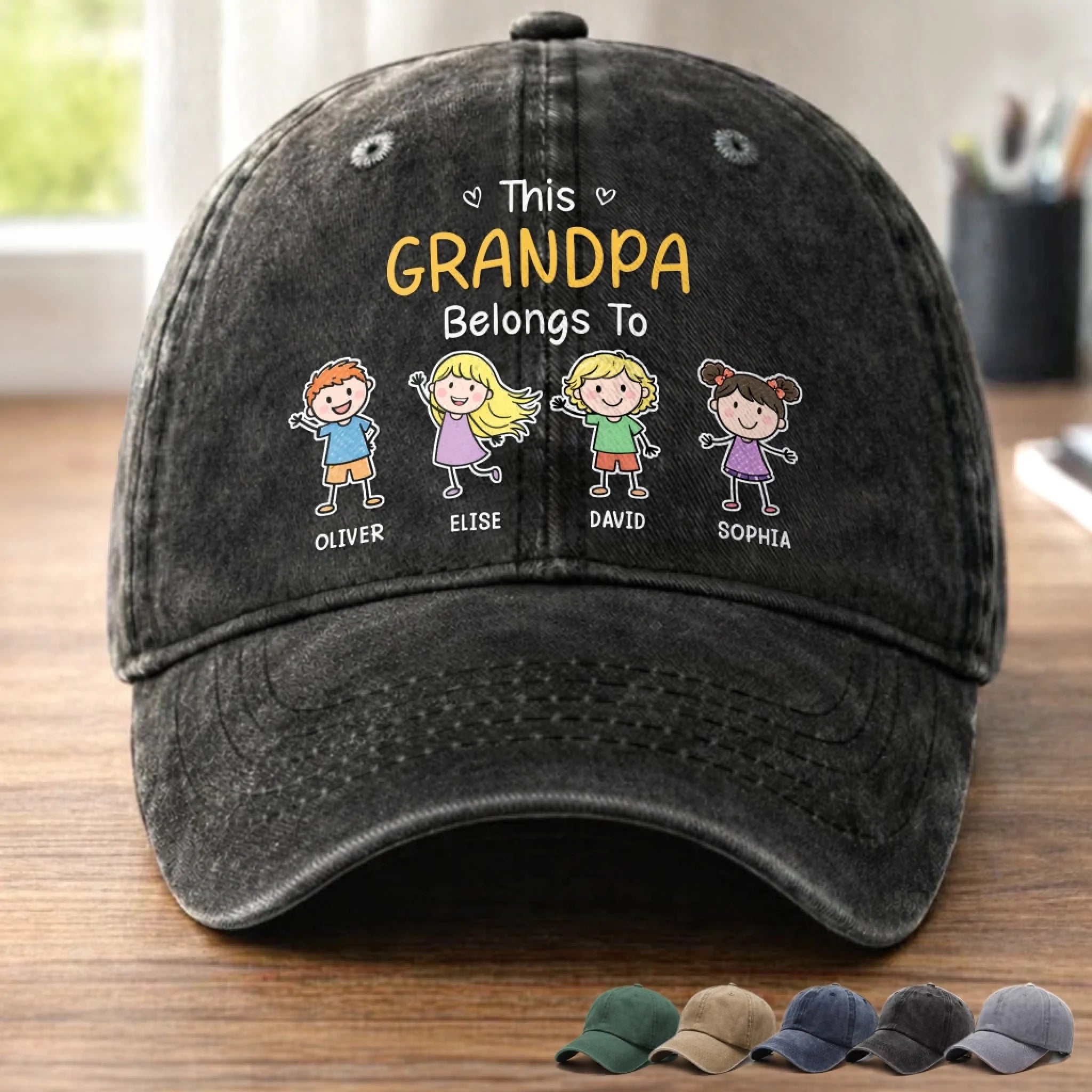 Custom Washed Cotton Cap Personalized Father's Day Gift for Dad or Grandpa Built Tough Raised Better