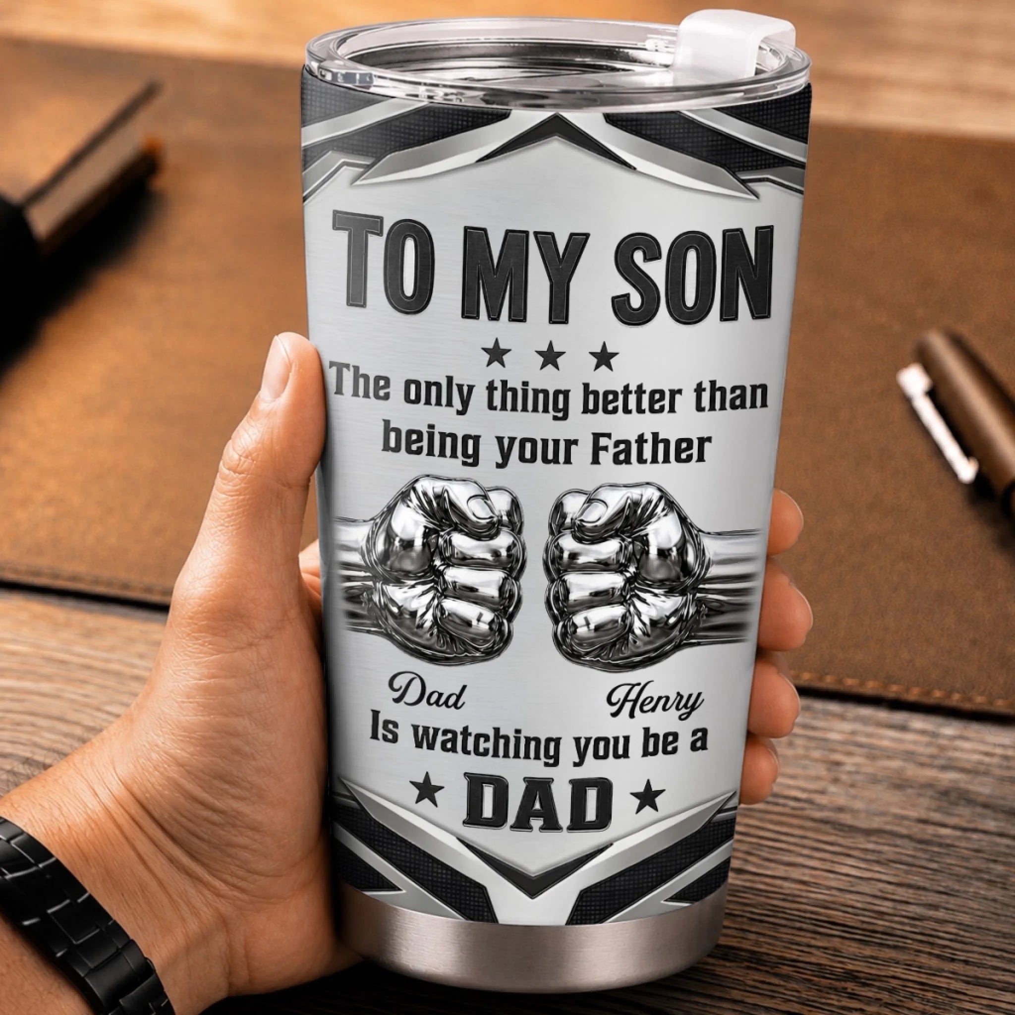 Custom Tumbler Personalized Father's Day or Birthday Gift for Son My Son My Greatest Adventure