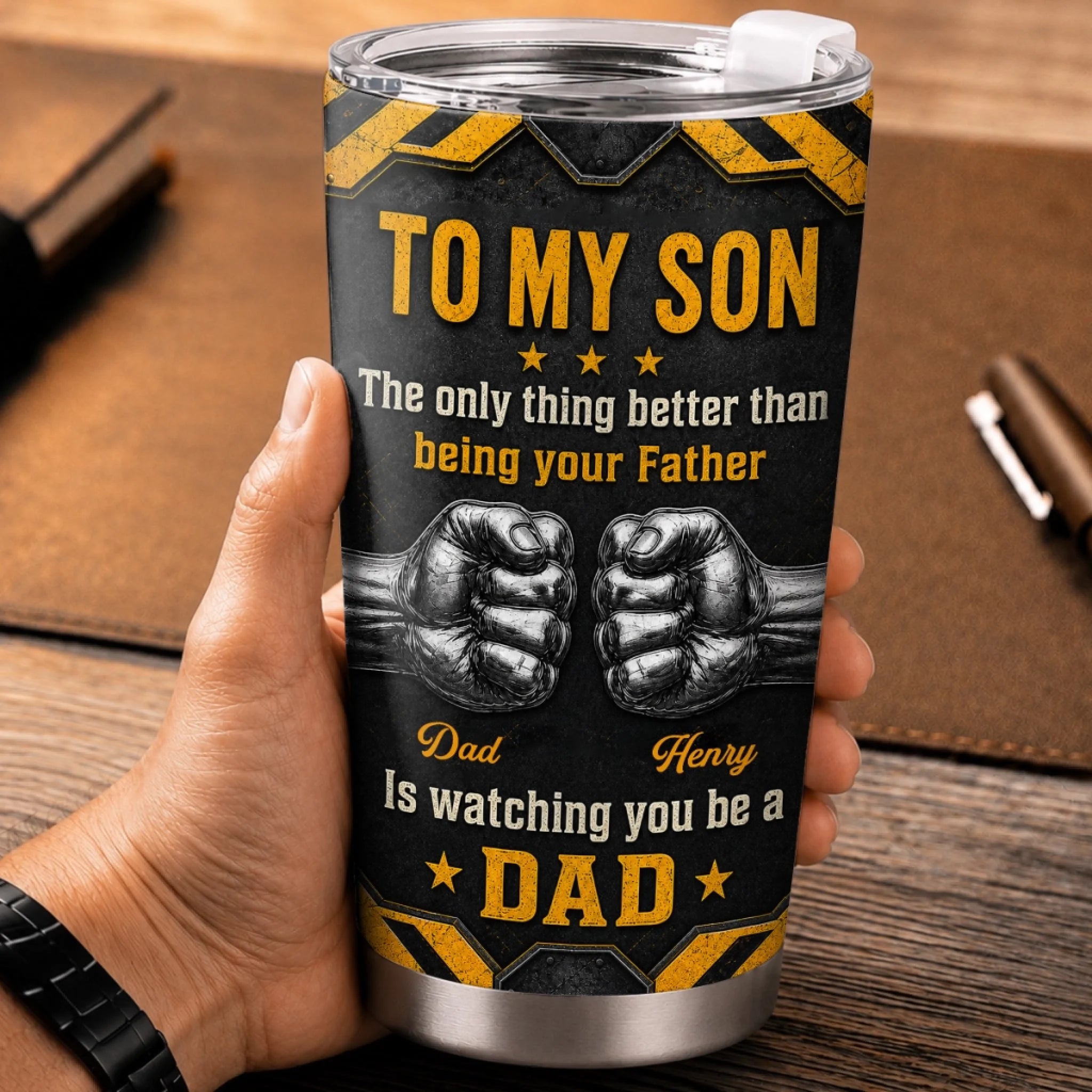 Custom Tumbler Personalized Father's Day or Birthday Gift for Son Always My Boy Forever My Hero