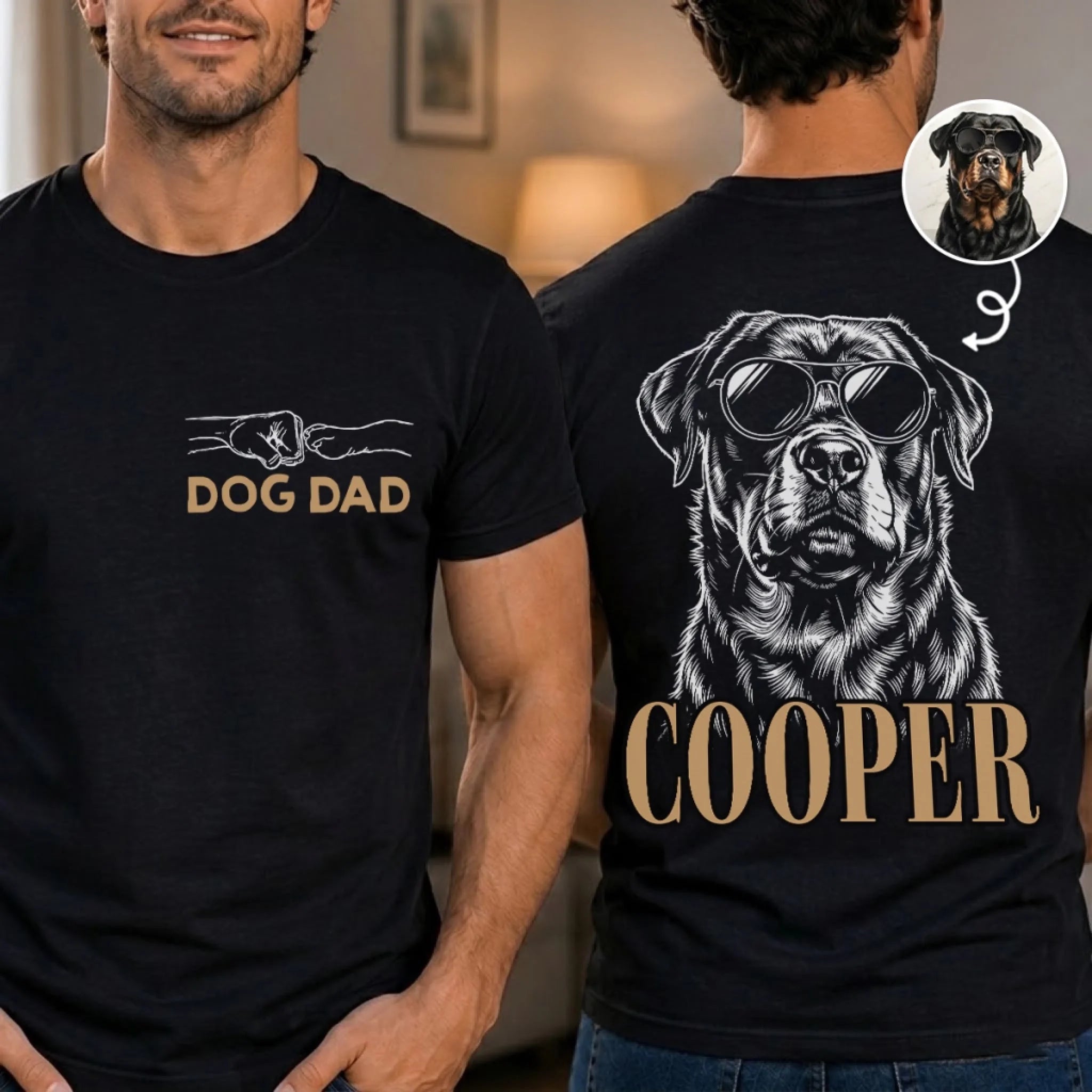 Custom Photo Unisex T-shirt Personalized Father's Day or Birthday Gift for Dog and Cat Lovers