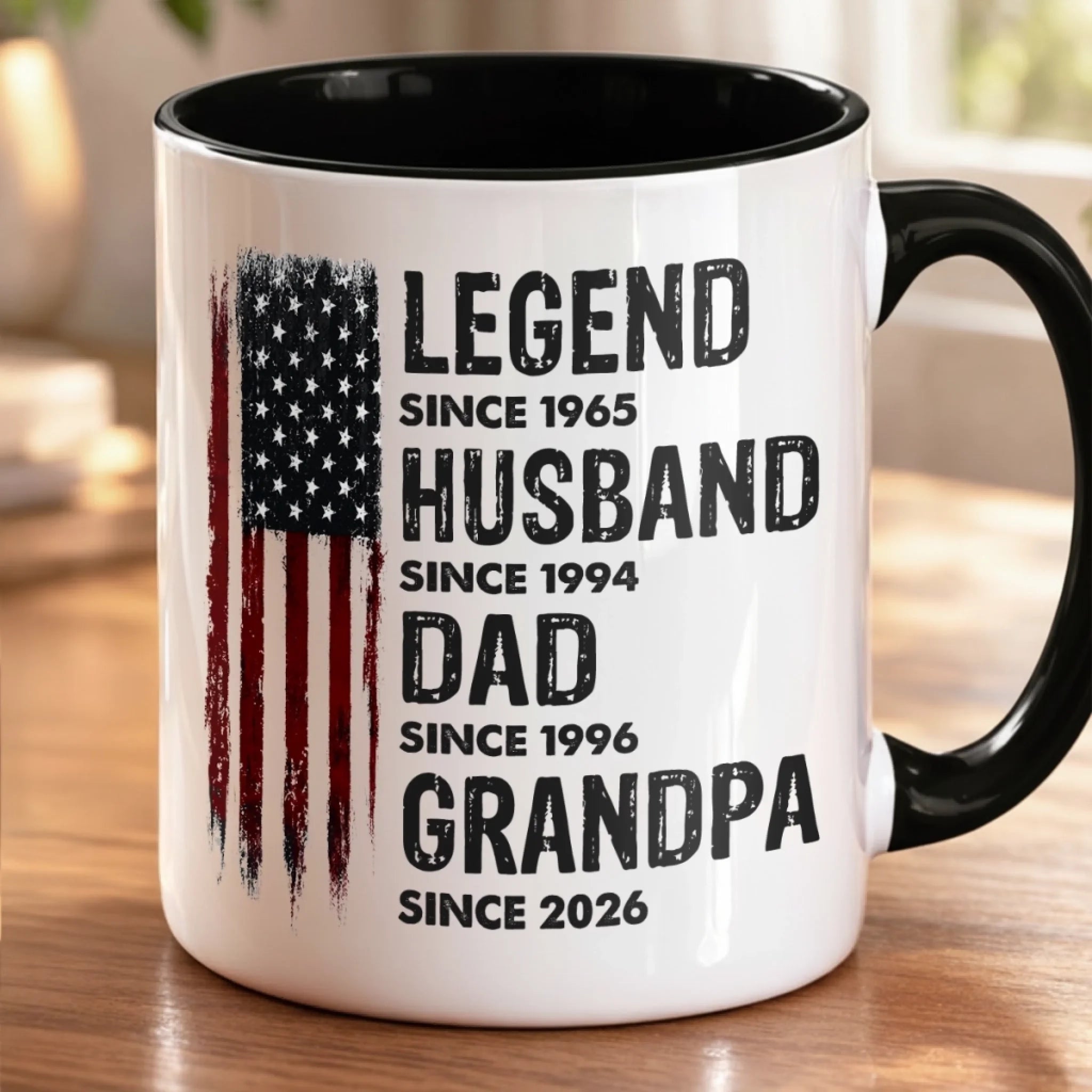 Custom Accent Mug Personalized America 250th Anniversary Father's Day Gift for Dad or Grandpa