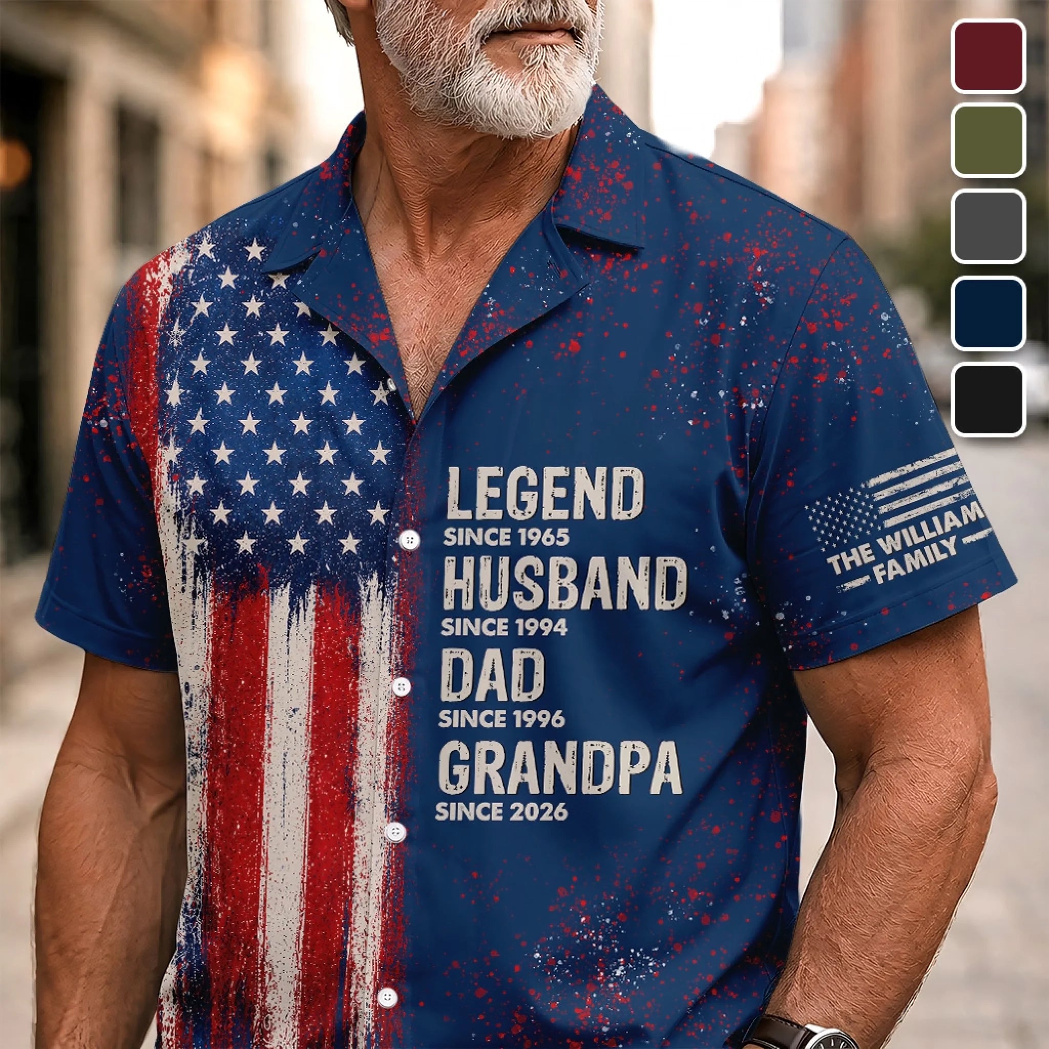 Custom Unisex Tropical Hawaiian Aloha Shirt, Personalized America 250th Anniversary Gift for Dad or Grandpa